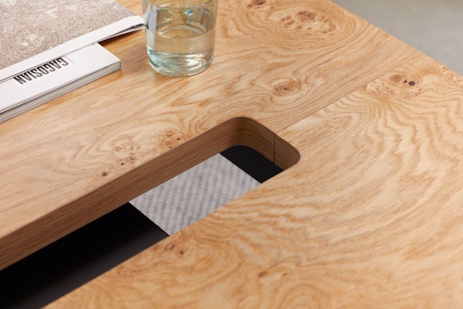 Rockwell Unscripted Sawhorse Workbench grommet detail Pippy Oak