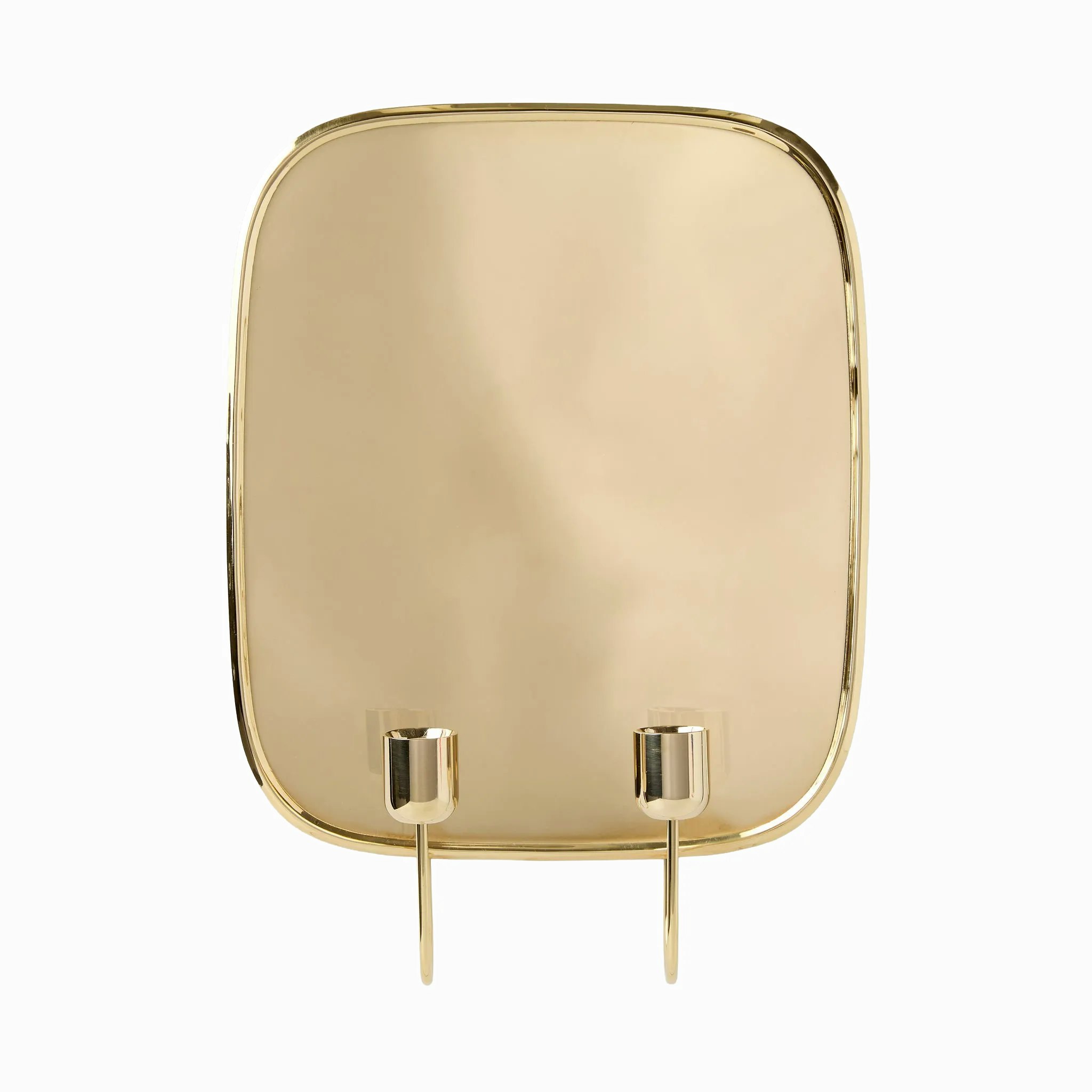 A Uma Brass Wall Sconce Candleholder in Brass viewed from the front.