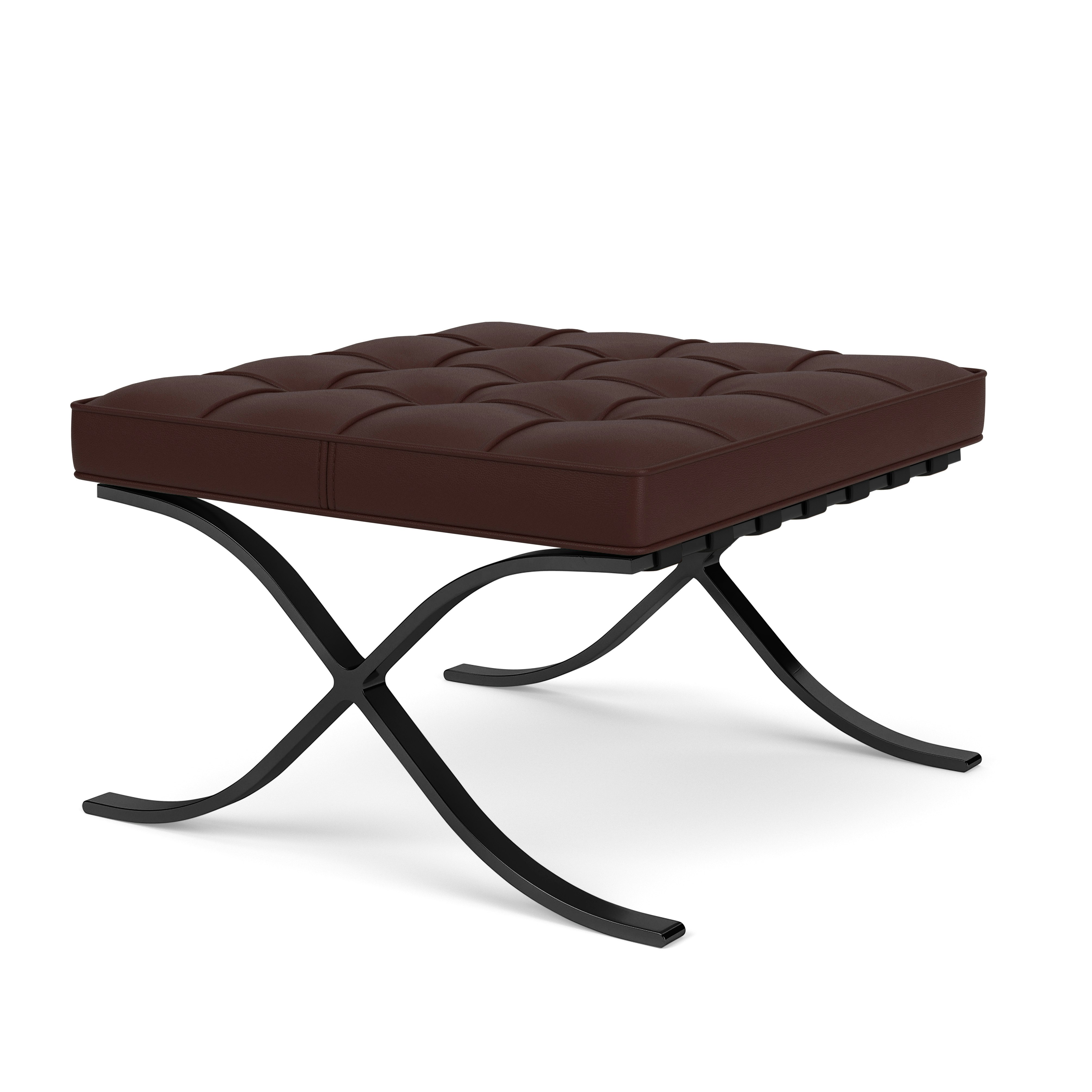 Barcelona Stool in Acqua Leather,  Tiber,  Black