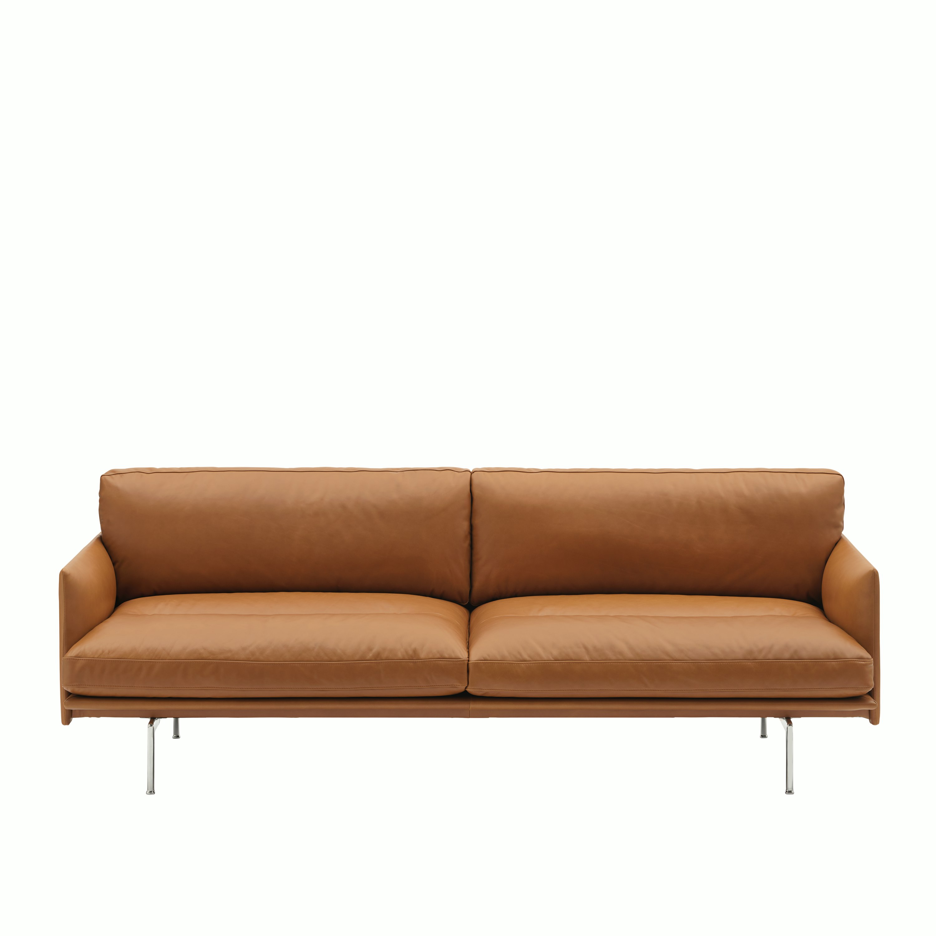 Outline Soft 3-seater in Refine Leather Cognac Viewed from Front