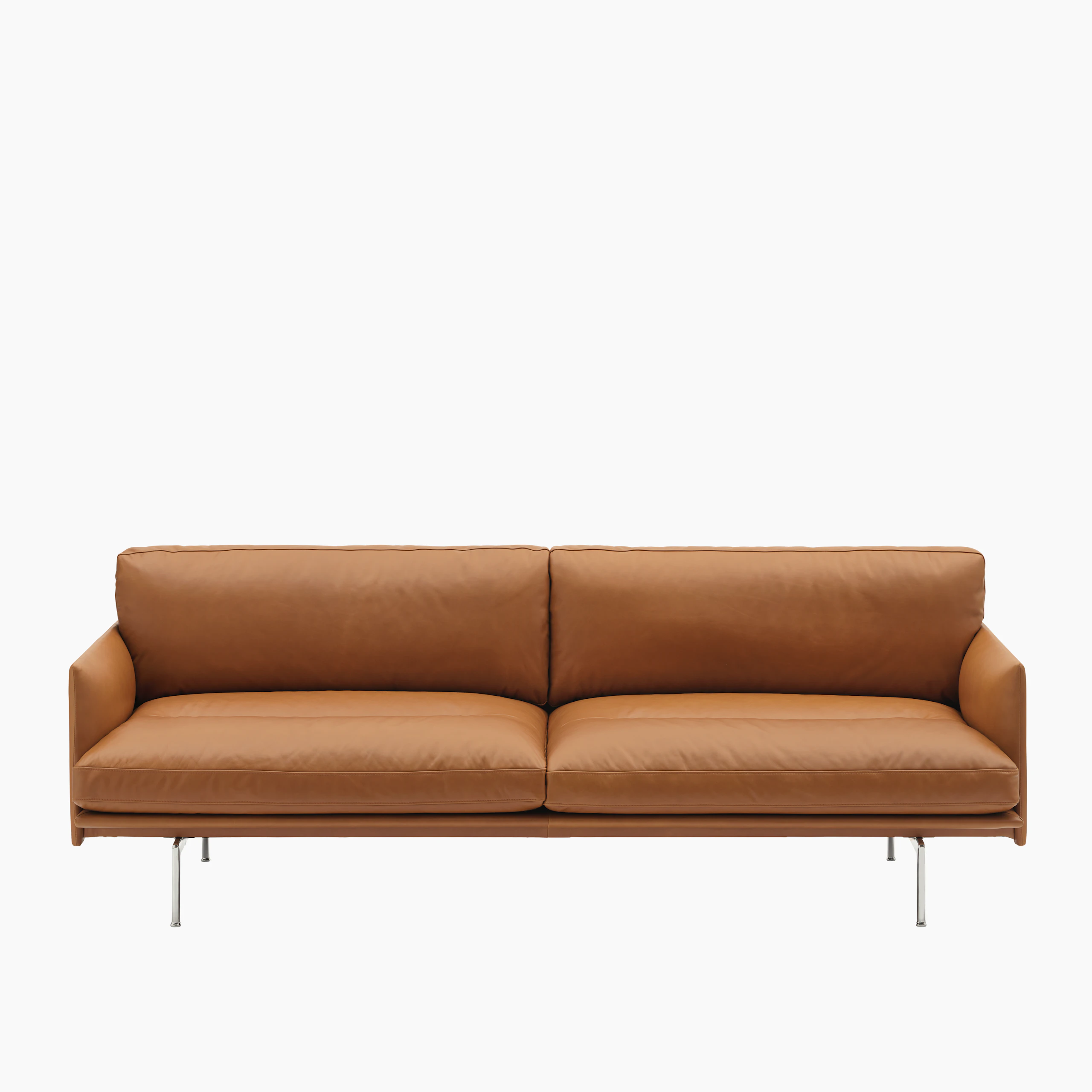 Outline Soft 3-seater in Refine Leather Cognac Viewed from Front