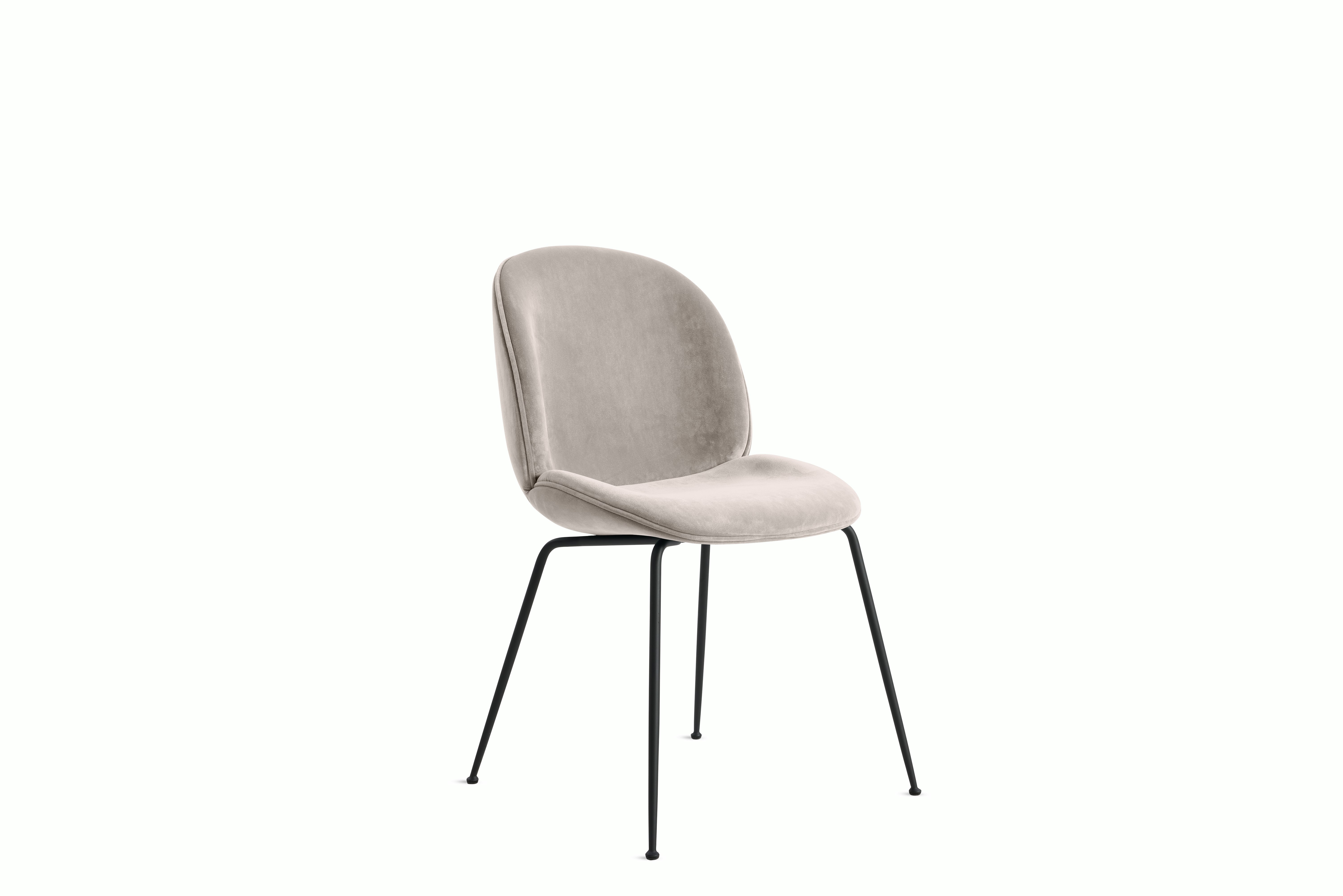Beetle Side Chair - side chair,  velvet,  cream,  black metal