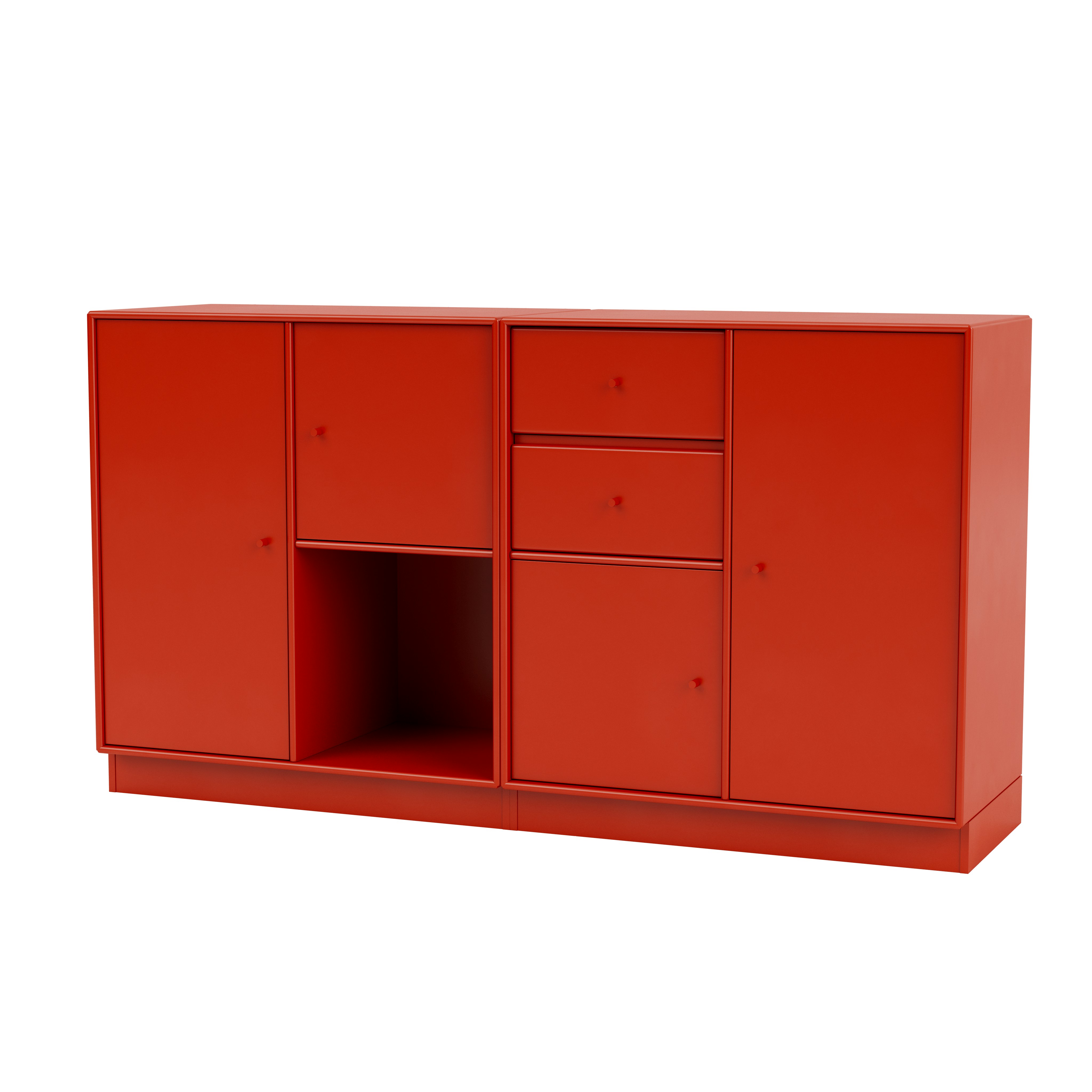 Couple Console - Rectangle, 15", Plinth, With Doors, With Drawers, Rosehip