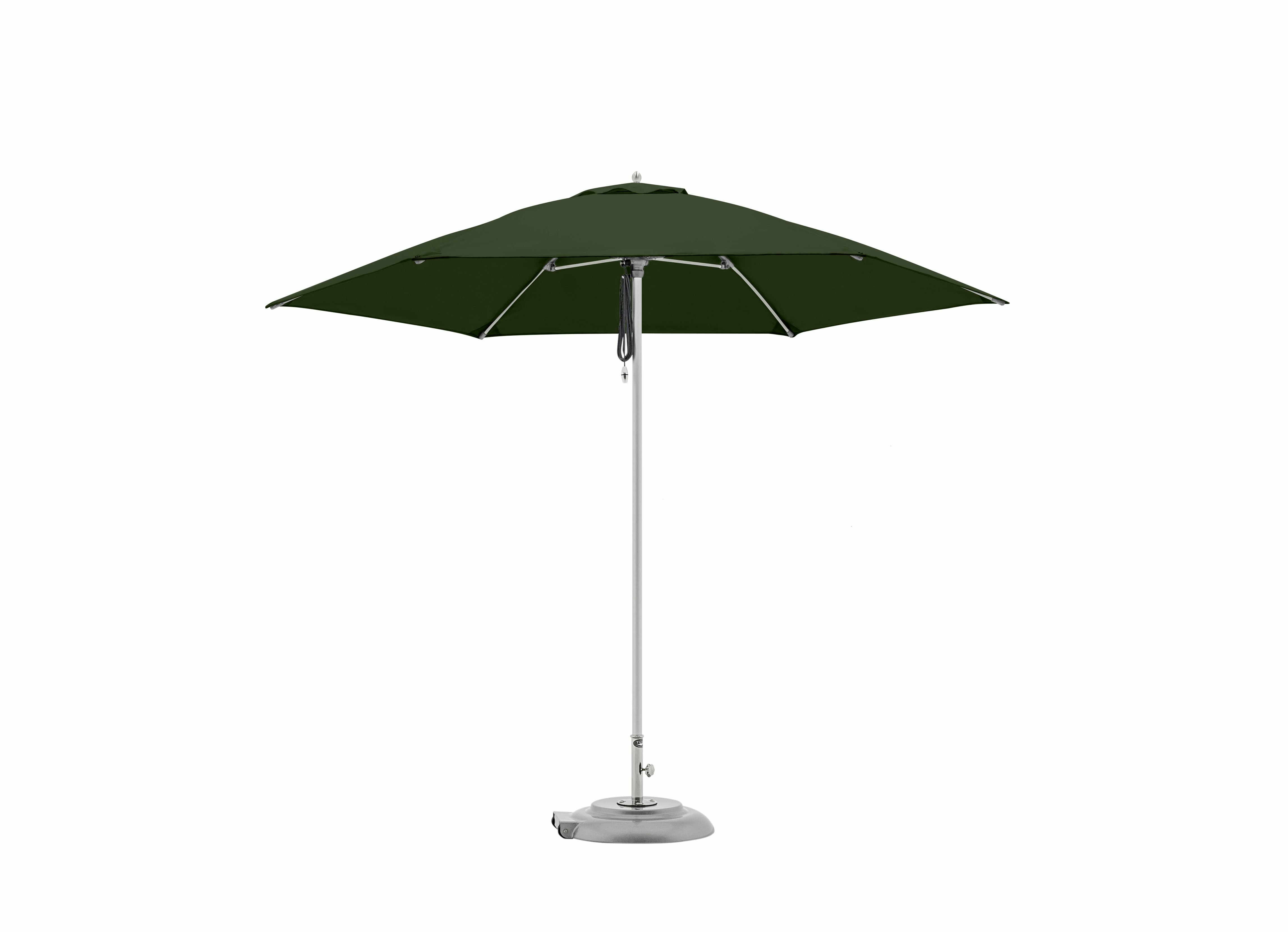 A Tuuci Bay Master Fiber Flex Hexagon Umbrella in Woodland.