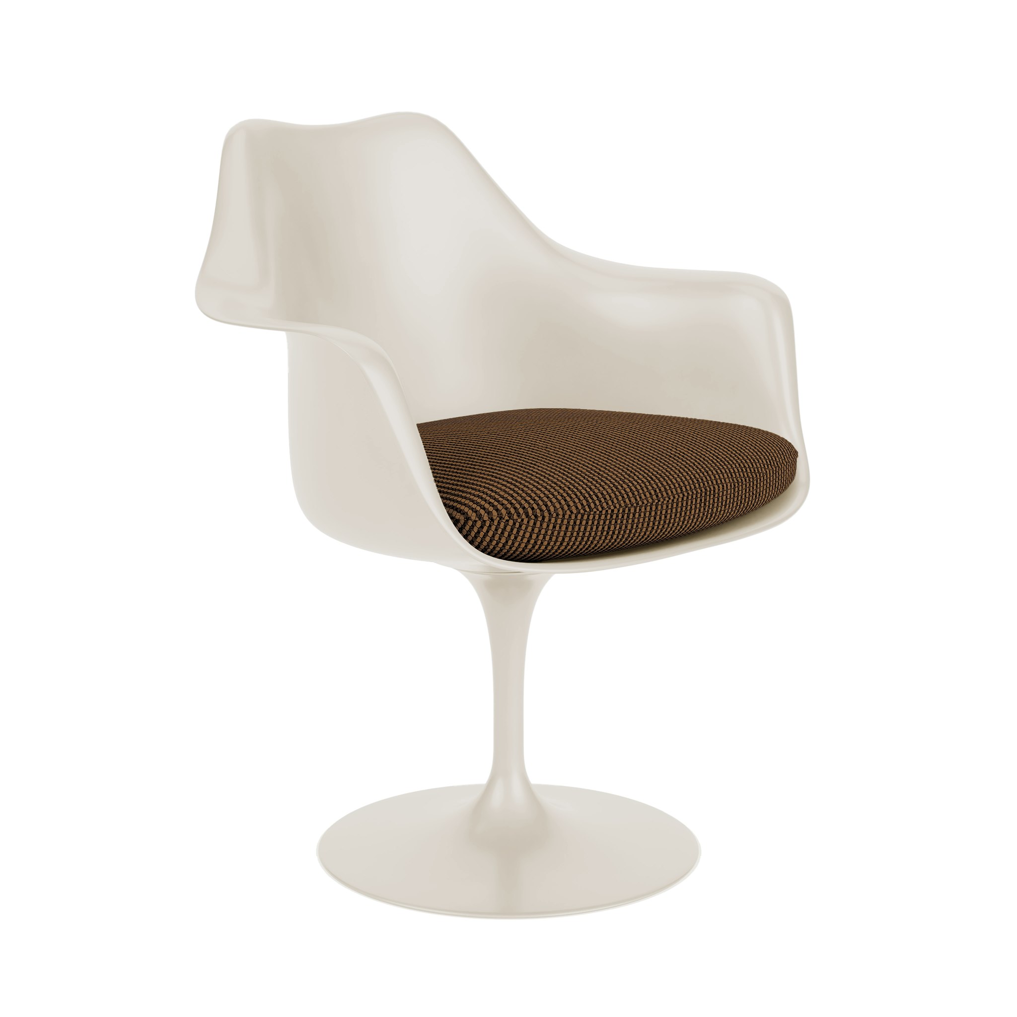 Tulip Armchair in brunette and cream viewed from an angle