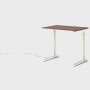 Renew S2S Desk Thin Edge Rectangle, 23 x 34, Veneer Walnut, White / Polished Aluminum, Simple Cover, Hidden Power