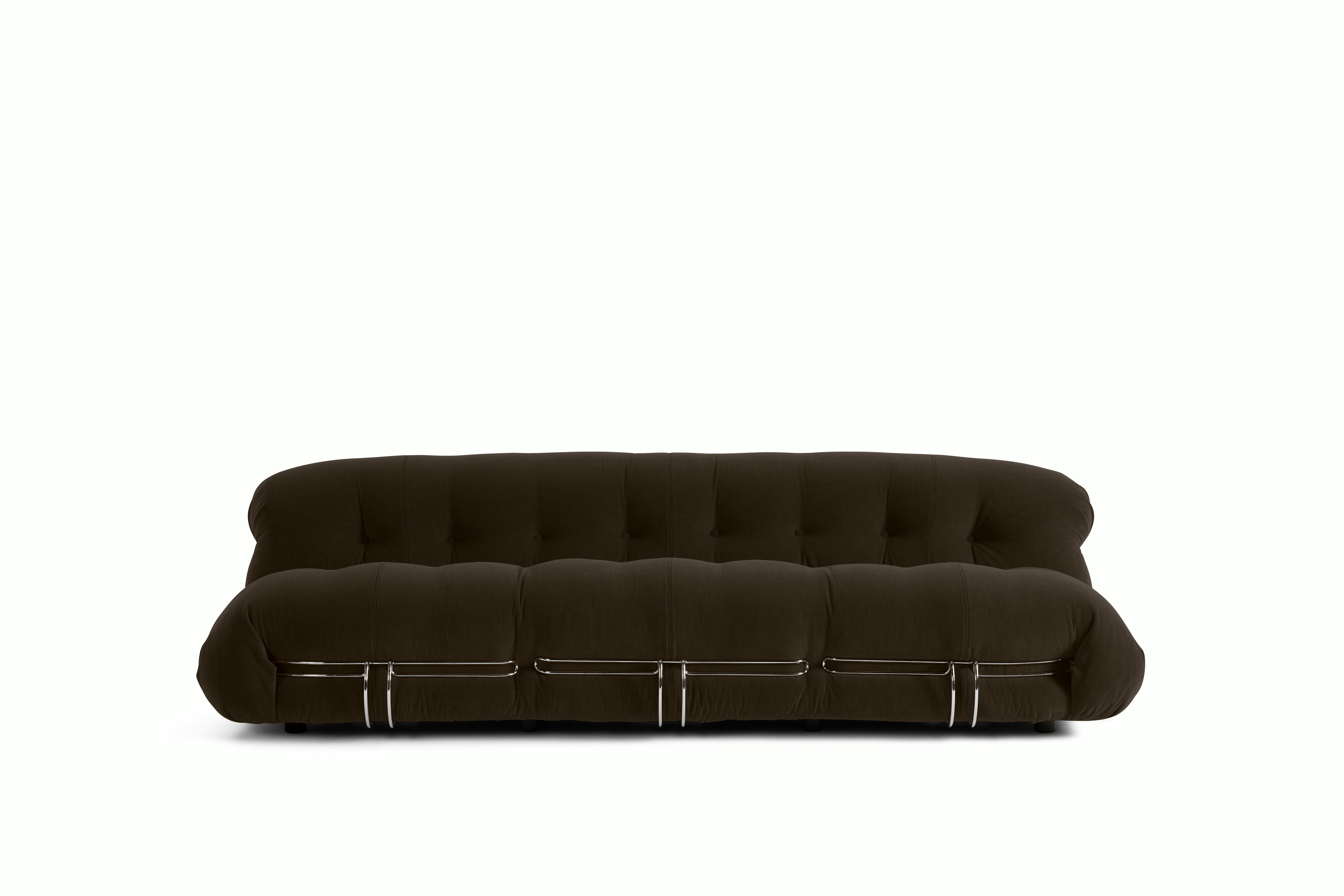 Soriana Sofa - 3 Seat - cocoa,  chrome