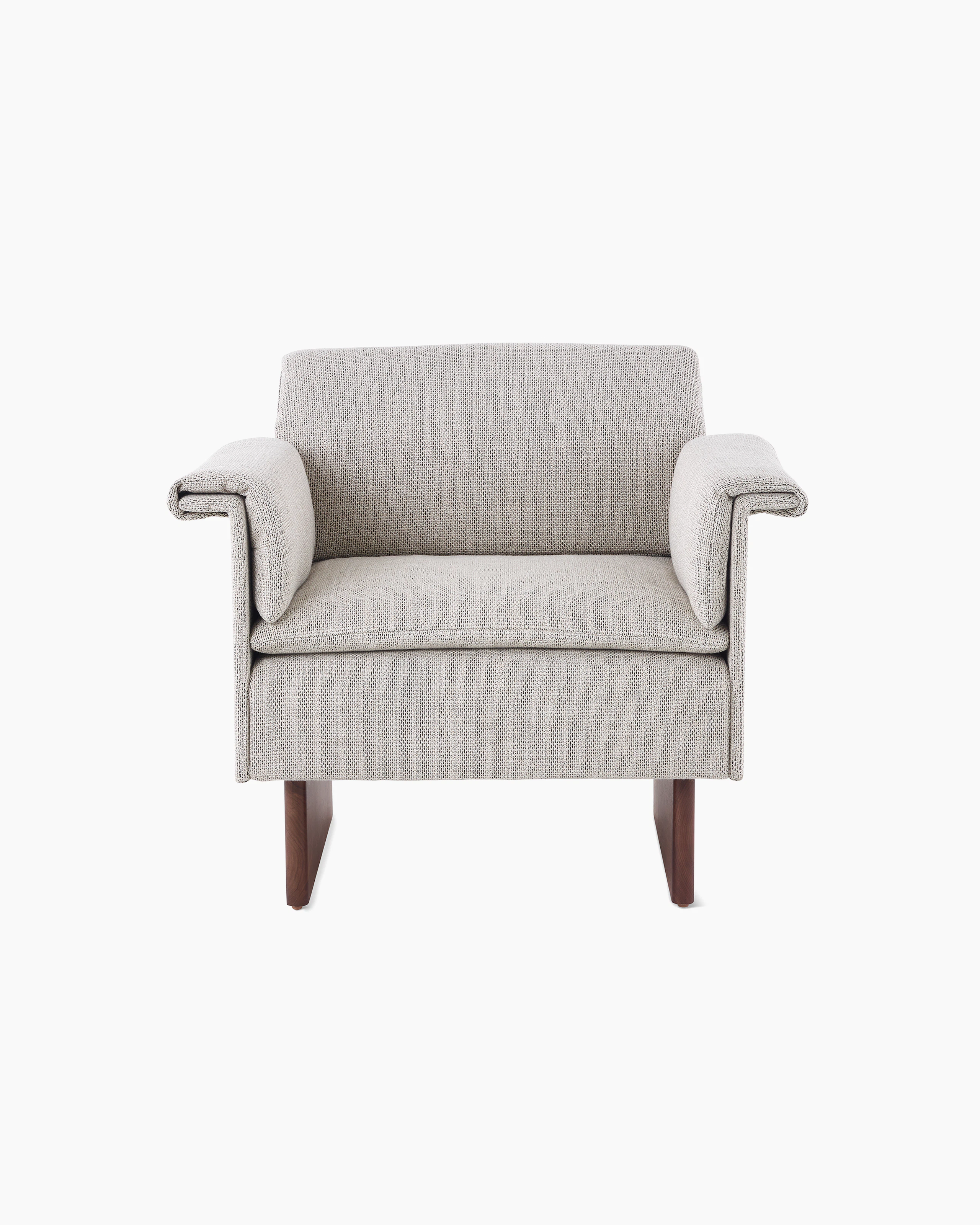 Mantle Club Chair in Capri Stone with Walnut Wood Base.