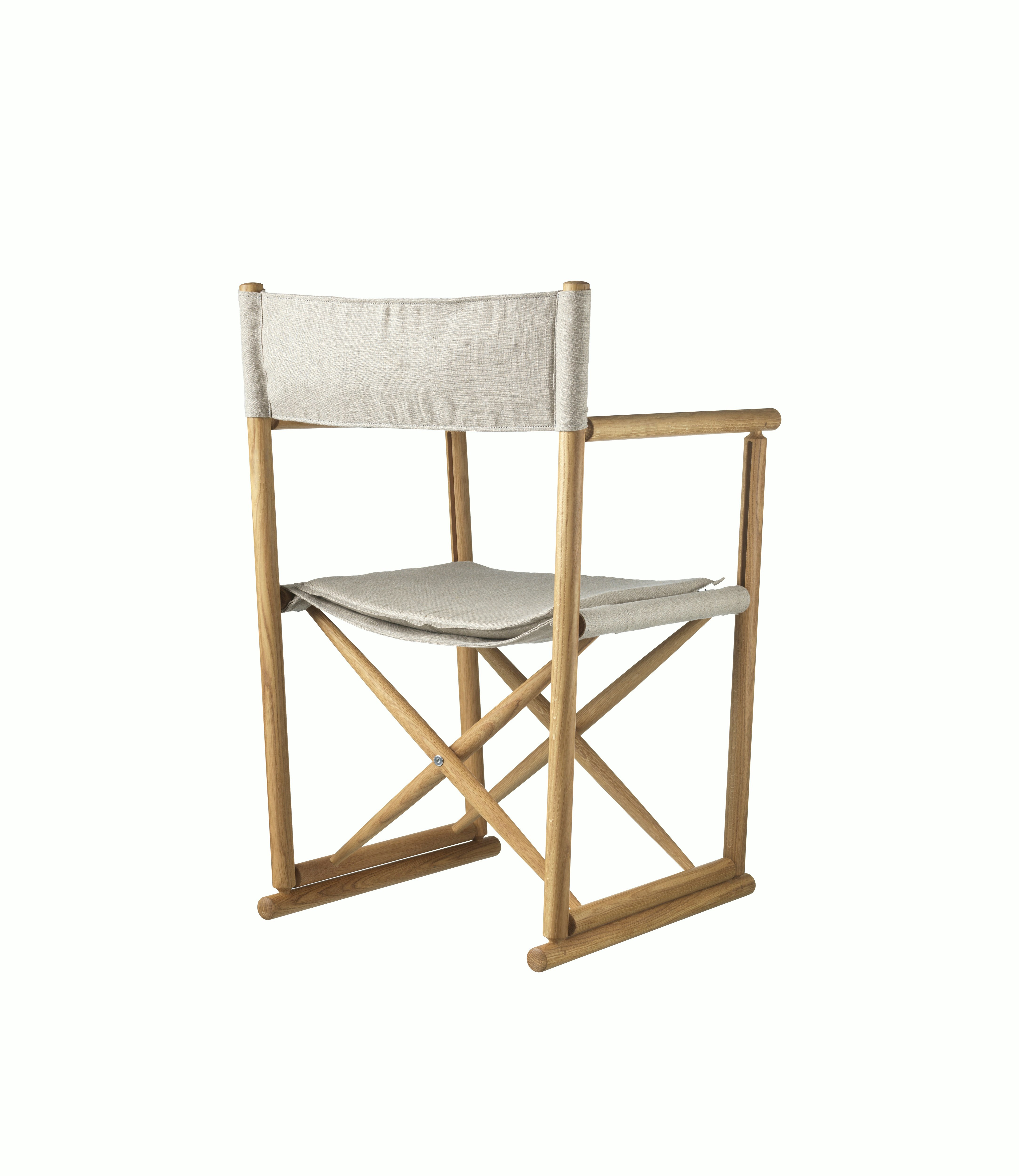 A J138 Folding Chair in Oiled Oak viewed from behind.