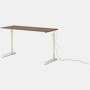 Renew Sit-To-Stand Desk - 23x52,  Veneer Walnut,  White,  Polished Aluminum,  Standard Power