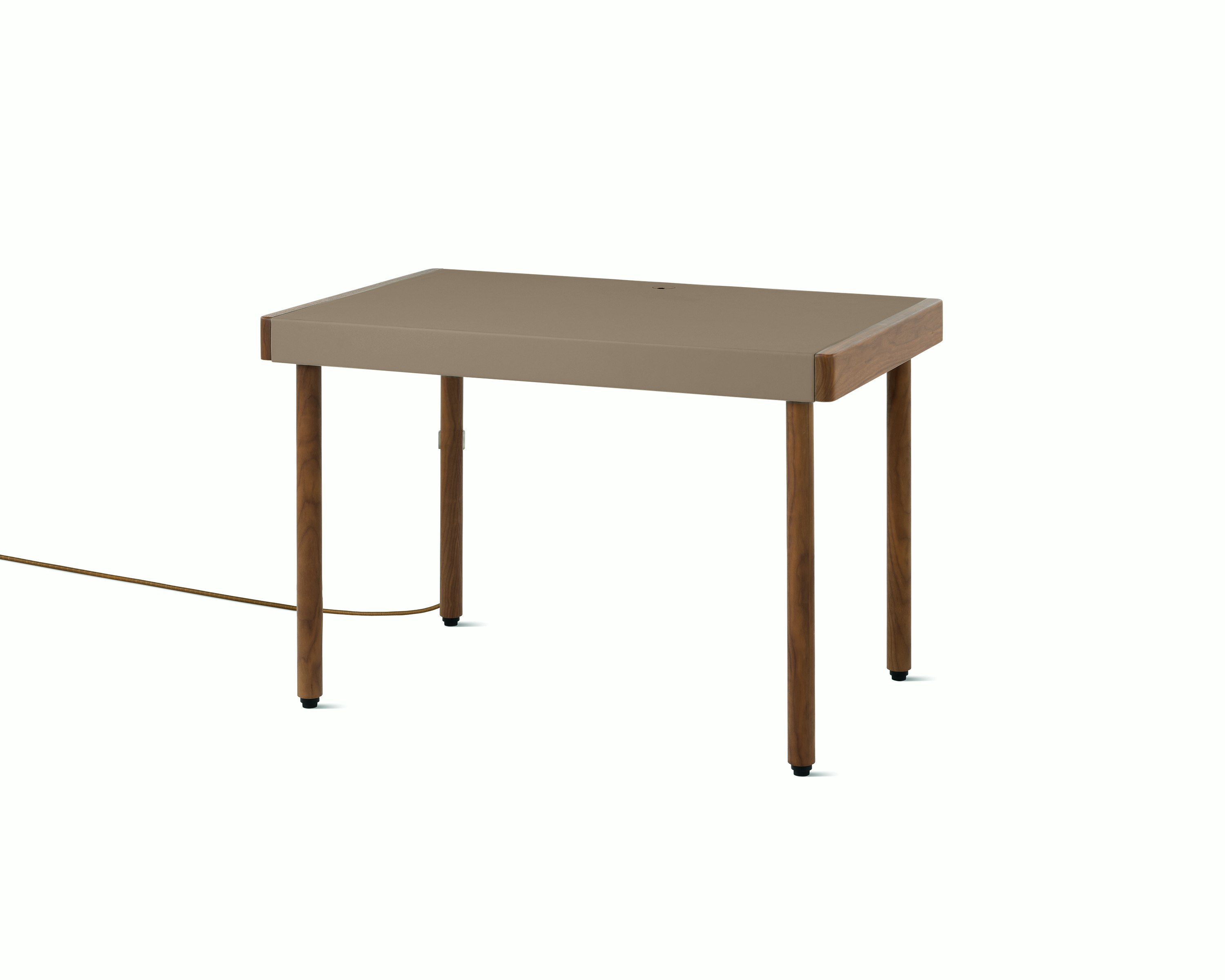 Leatherwrap Standing Desk - No Storage,  Walnut,  Pumice Leather