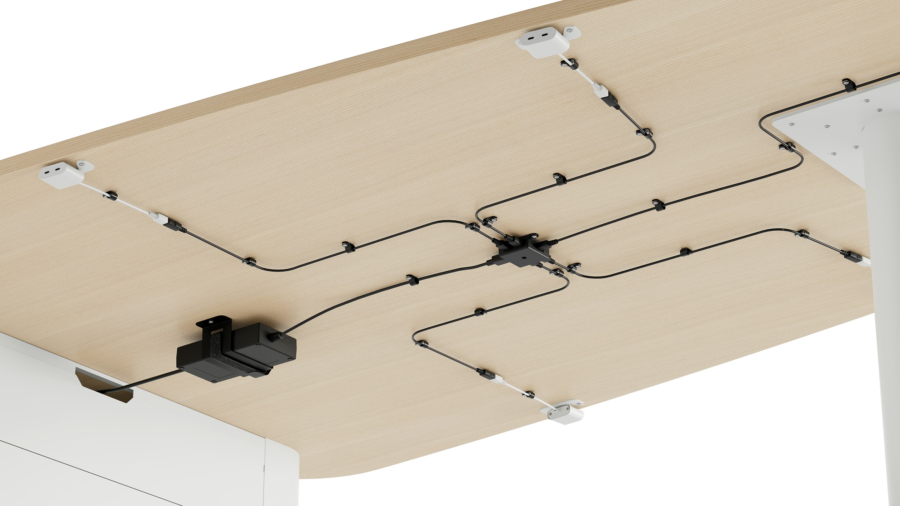Headway Huddle Table with four Ello Mini Vine's undermounted.