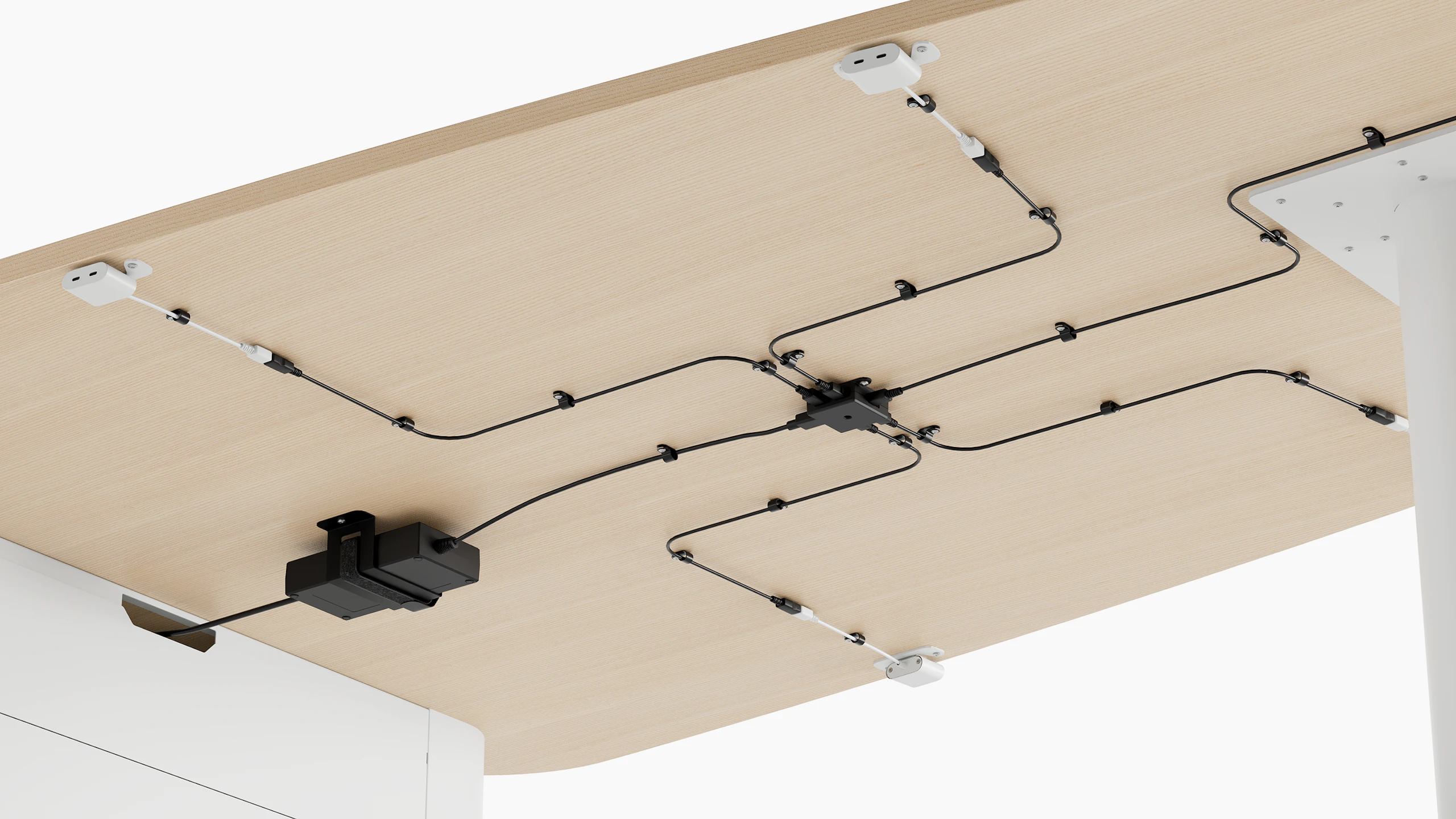 Headway Huddle Table with four Ello Mini Vine's undermounted.