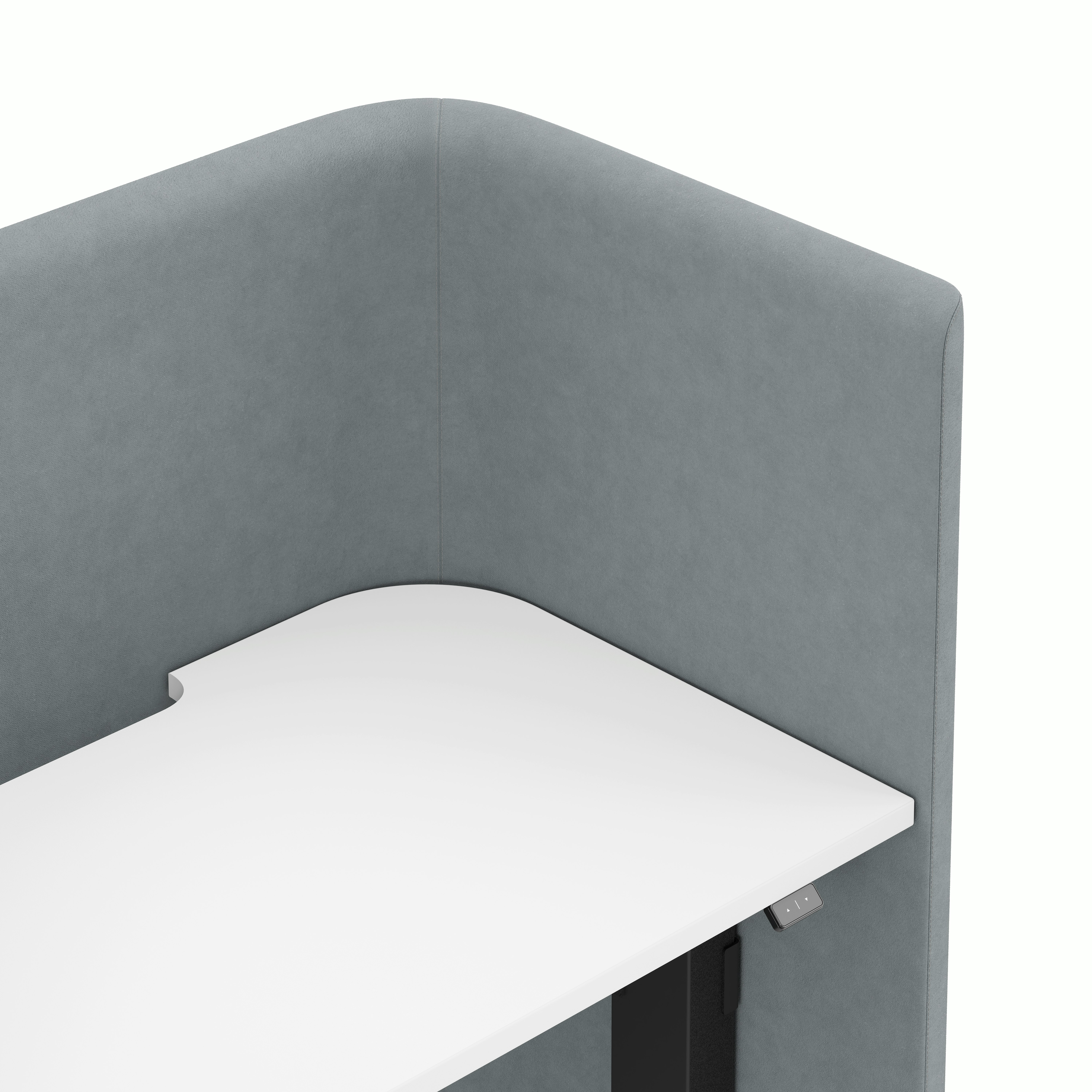 Grey NaughtOne Pullman Height Adjustable Desk detail of white table top