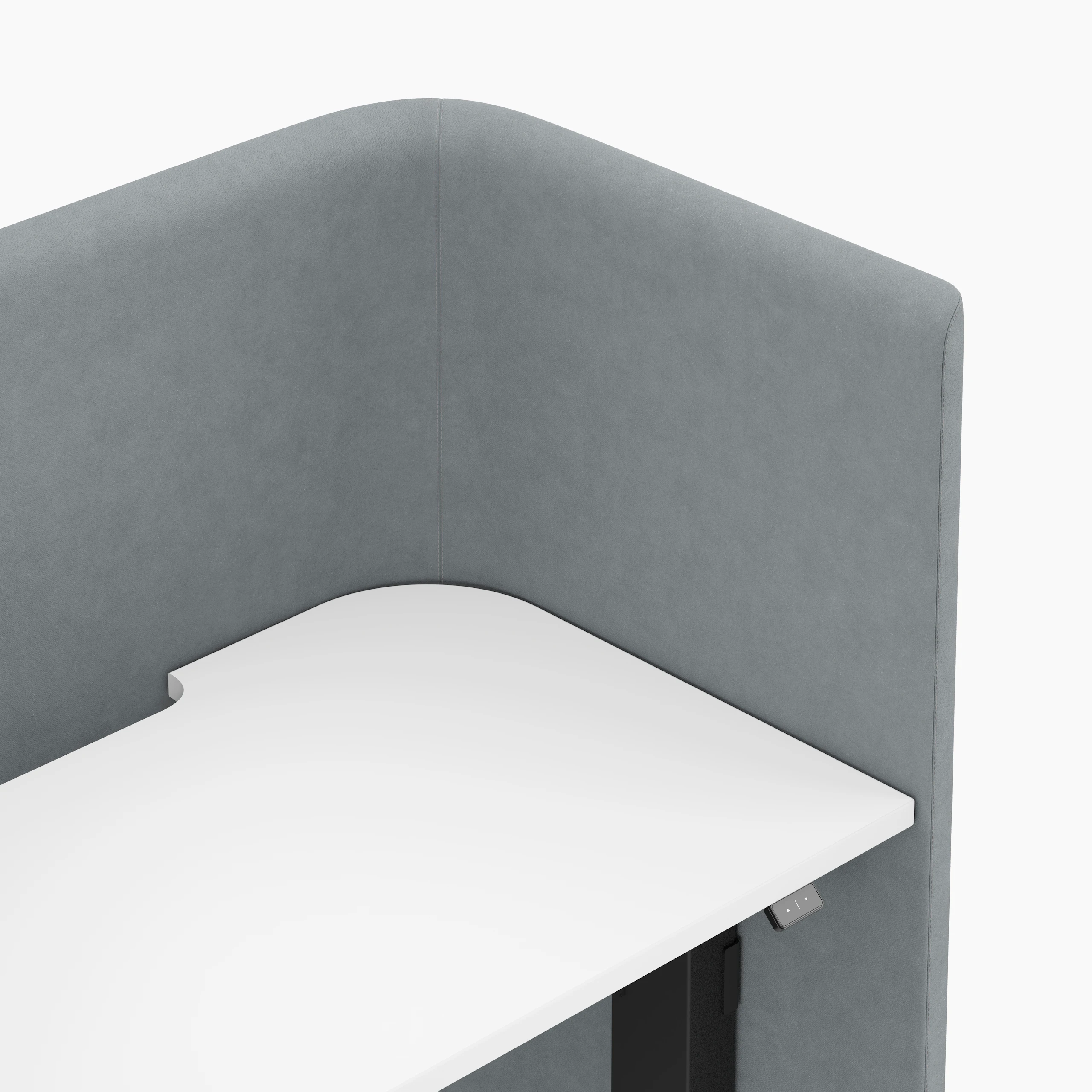 Grey NaughtOne Pullman Height Adjustable Desk detail of white table top