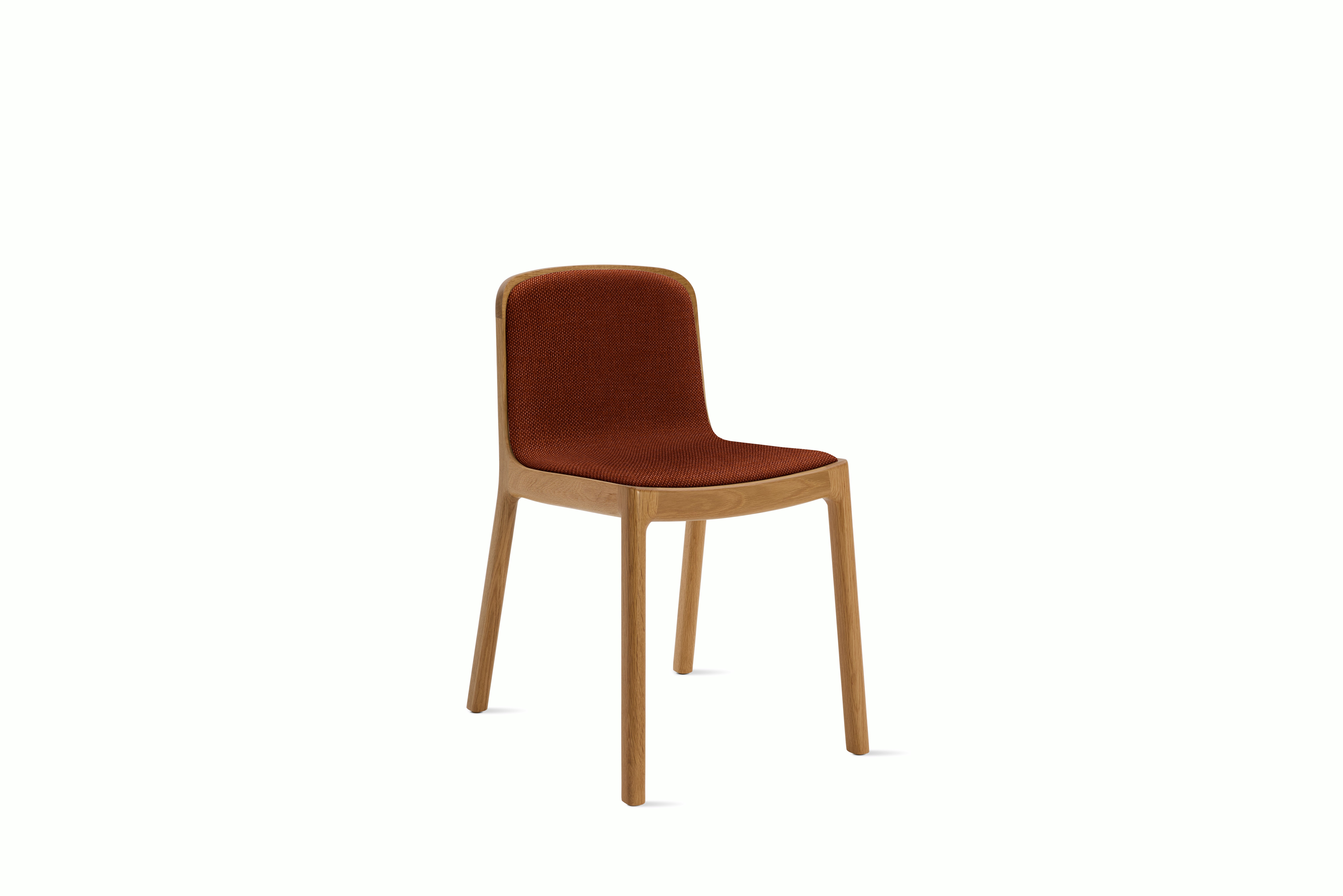 A Lijn Side Chair in Pathway Oak viewed from an angle.