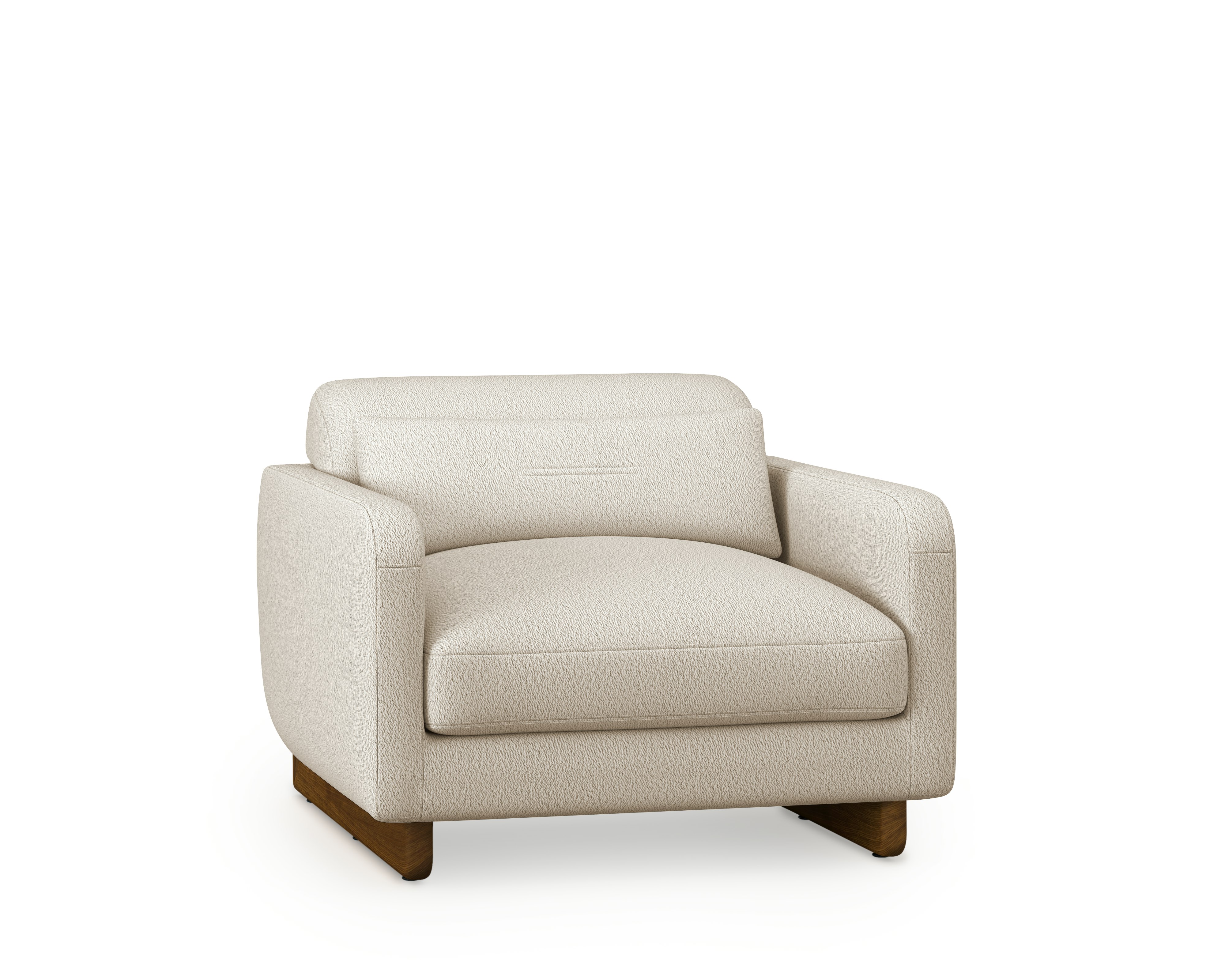 Contra Lounge Chair - With Arms, Turf, Cream Melange, Walnut