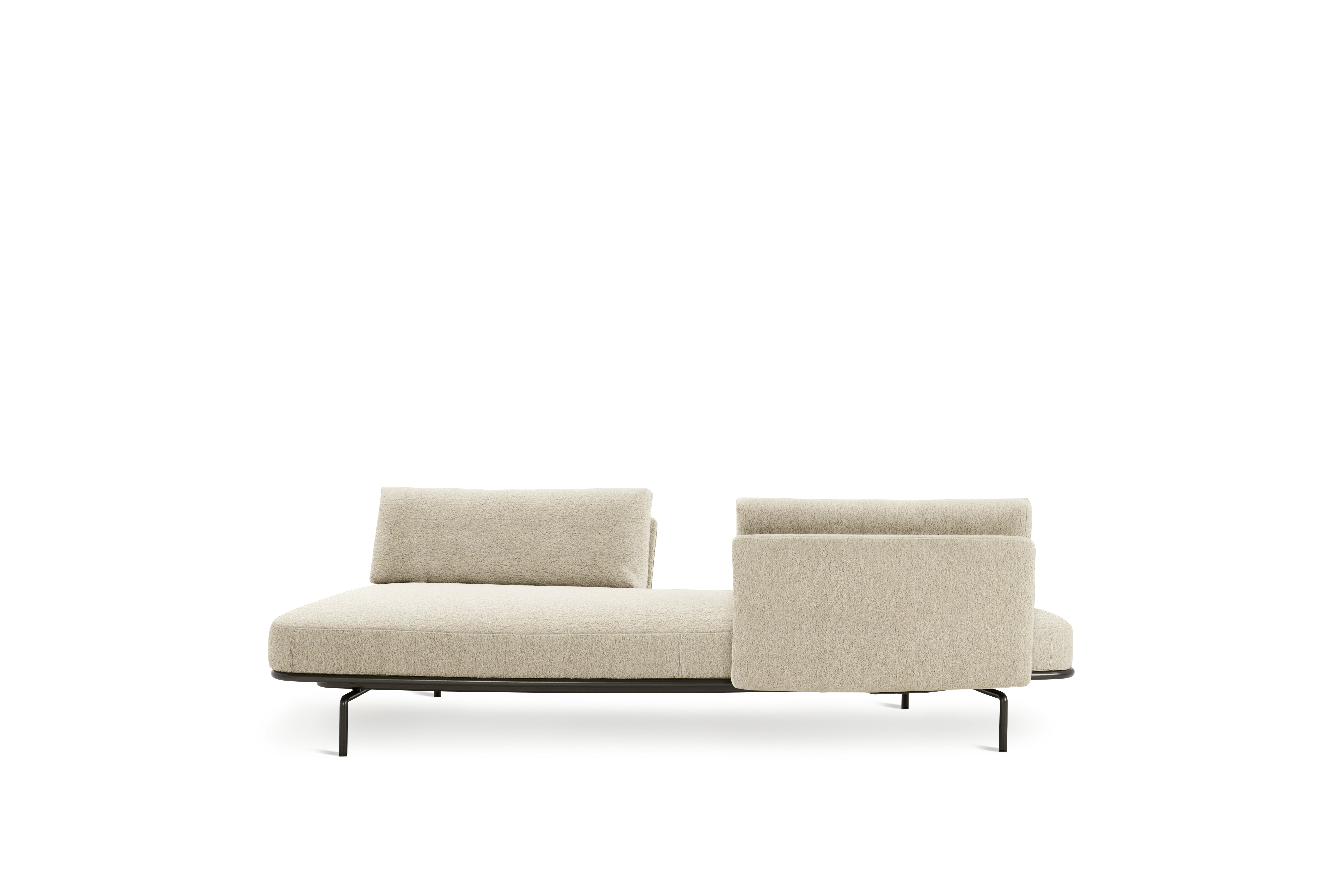 Panoramic Sofa - Left,  Medium / Large,  Curly,  Ivory,  Charcoal