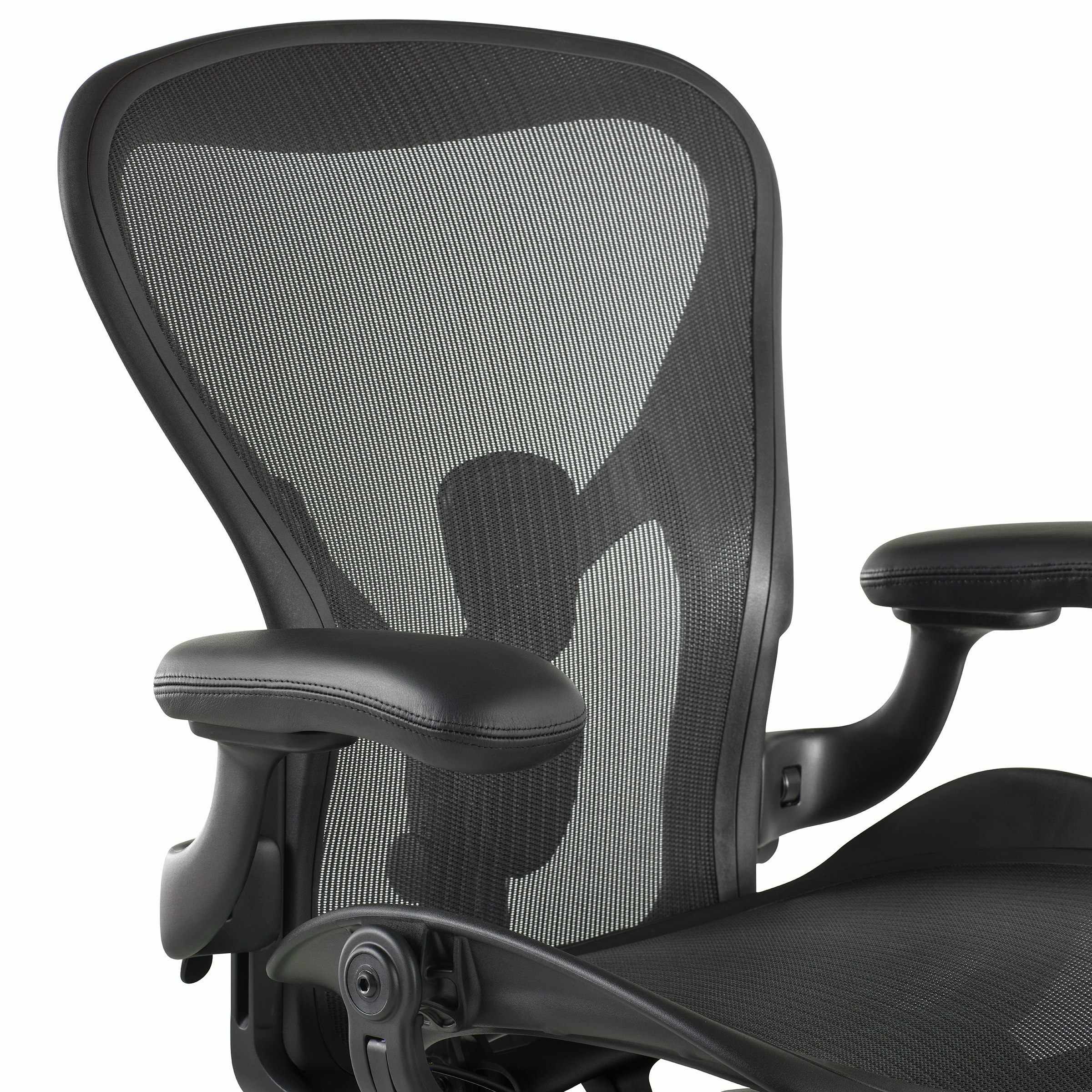 Detailed view of Aeron chair arm pads