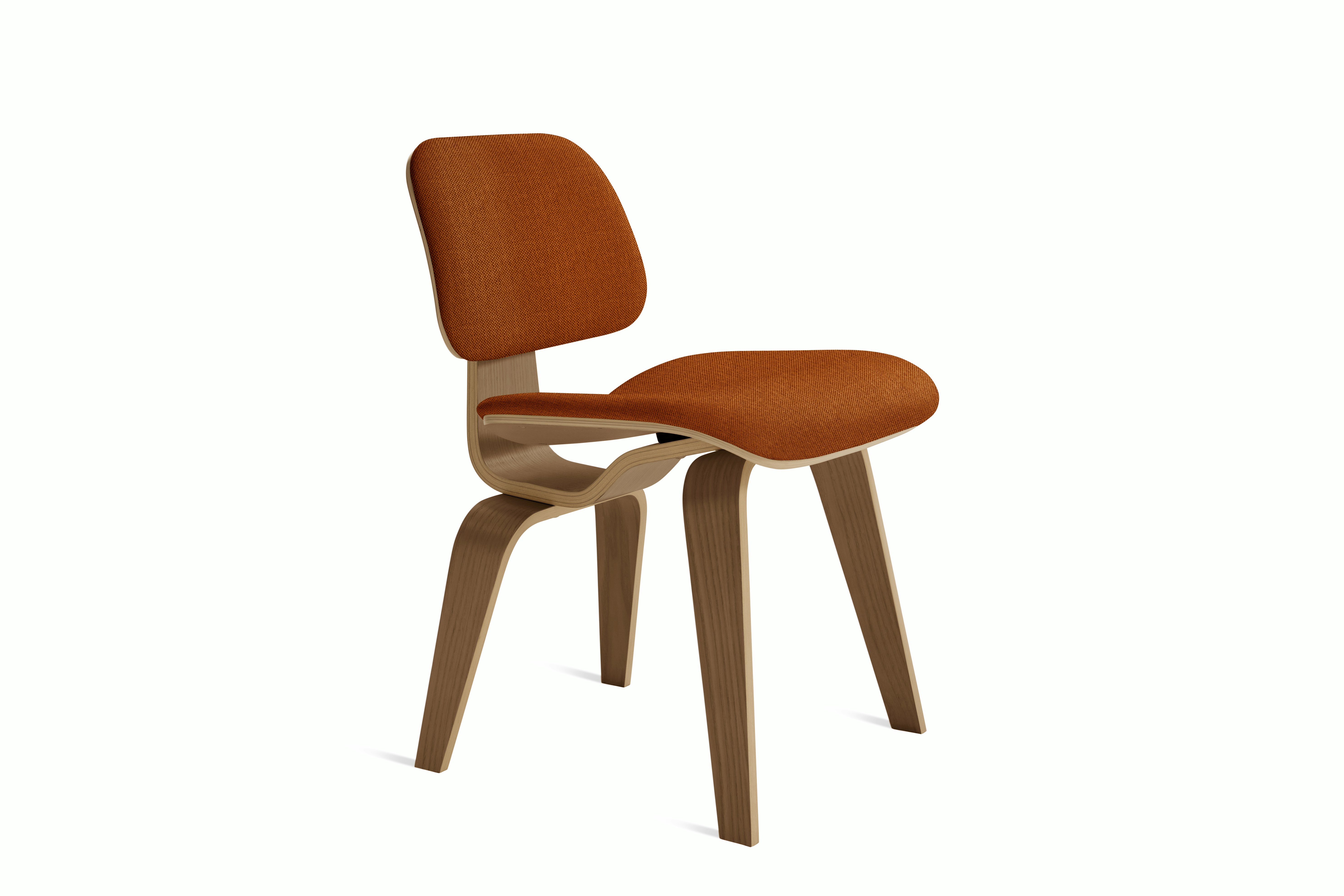 Eames Molded Plywood Dining Chair Wood Base (DCW) - Upholstered,   Walnut Frame Mode - Rust