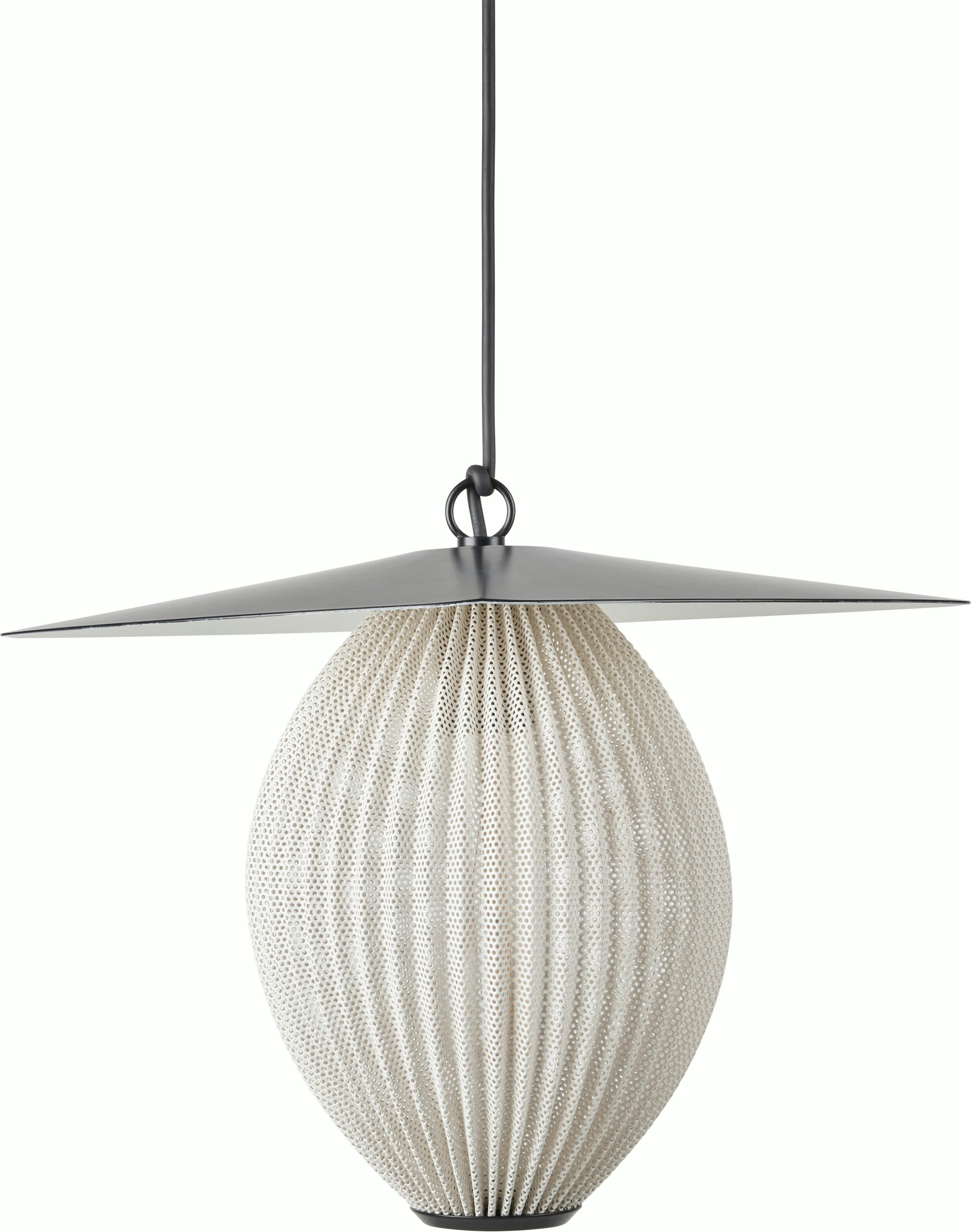 A Satellite Outdoor Pendant in Cream White viewed from the front.