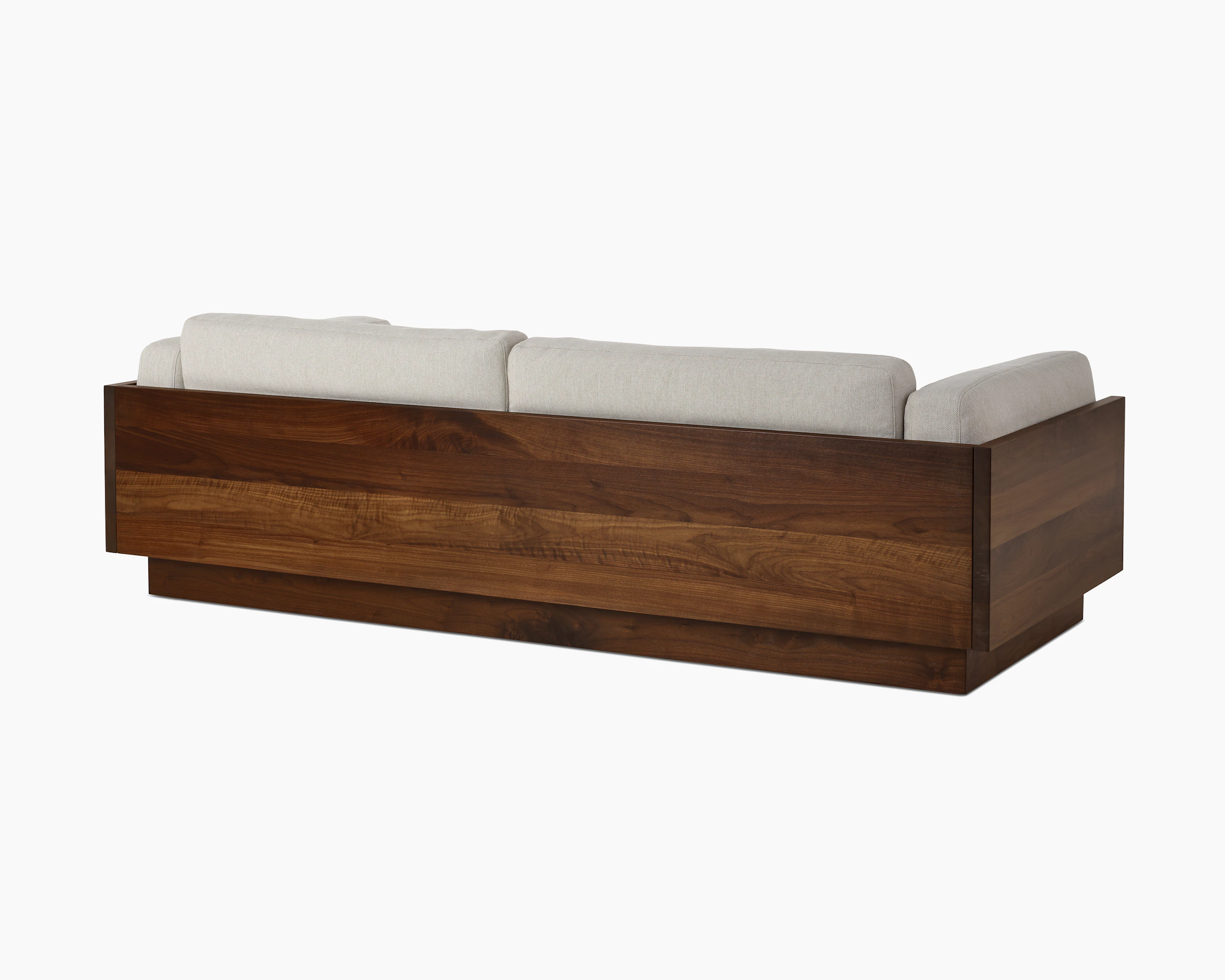 Pawson Drift Sofa 93" in walnut and grey cushions (Mode Clavicle)