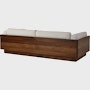 Pawson Drift Sofa 93" in walnut and grey cushions (Mode Clavicle)