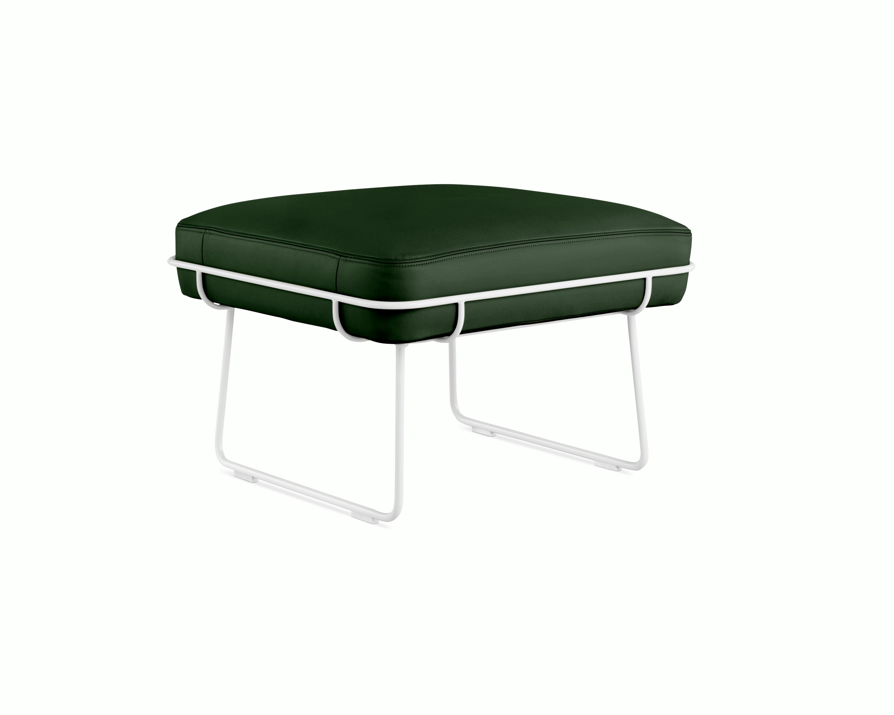 Wireframe Ottoman -  Prone Leather,  Vine,  White