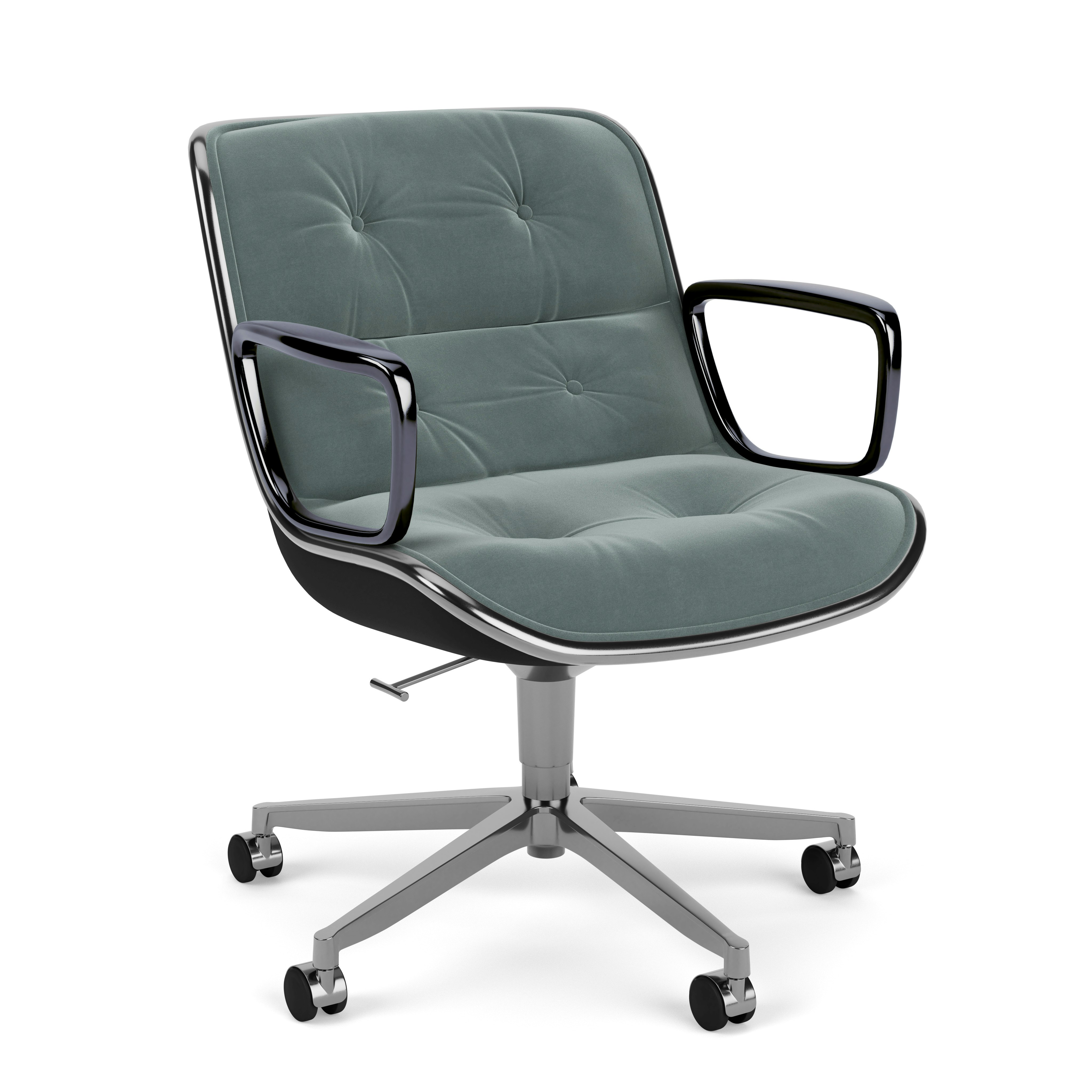 Pollock Executive Armchair - 5 Star, Polished Aluminum, Knoll Velvet,  Swan