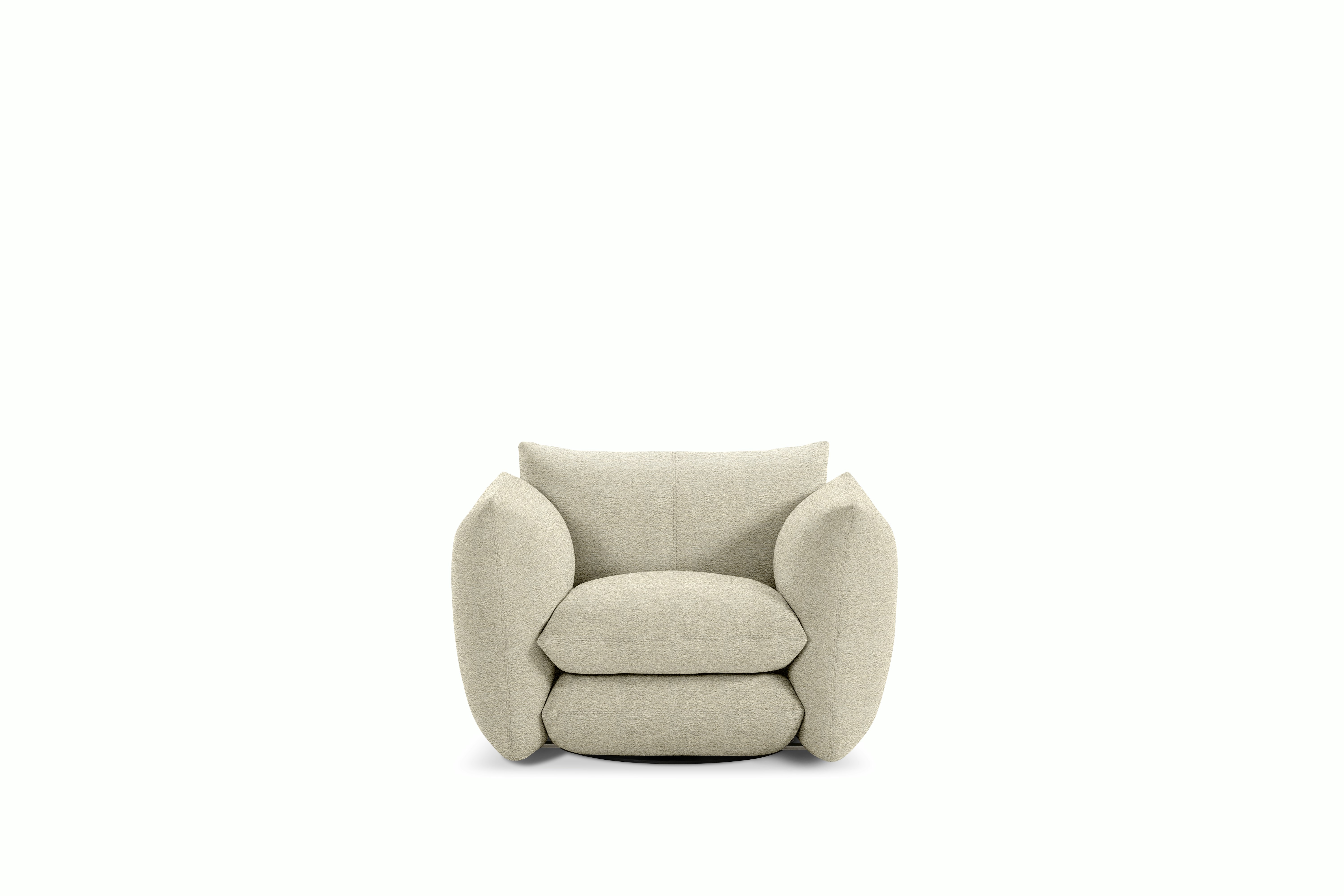 Perron Pillo Lounge Chair - Swivel or Fixed,  Curly,  Ivory