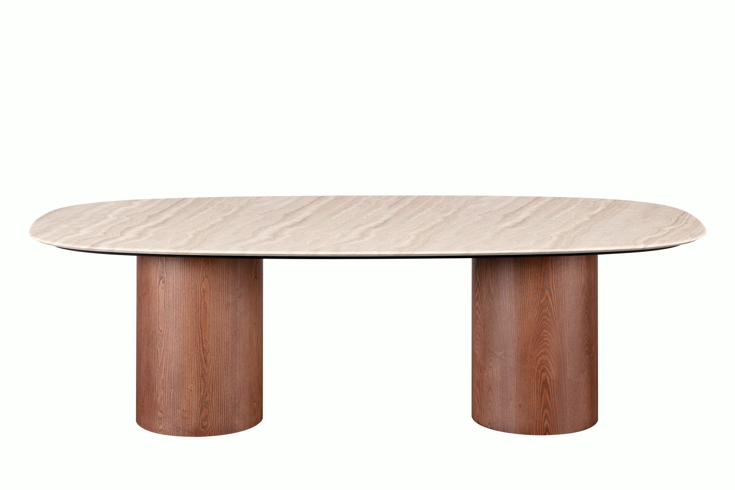 Myon Dining Table - Oval, 94in , Marble, Travertine, Walnut