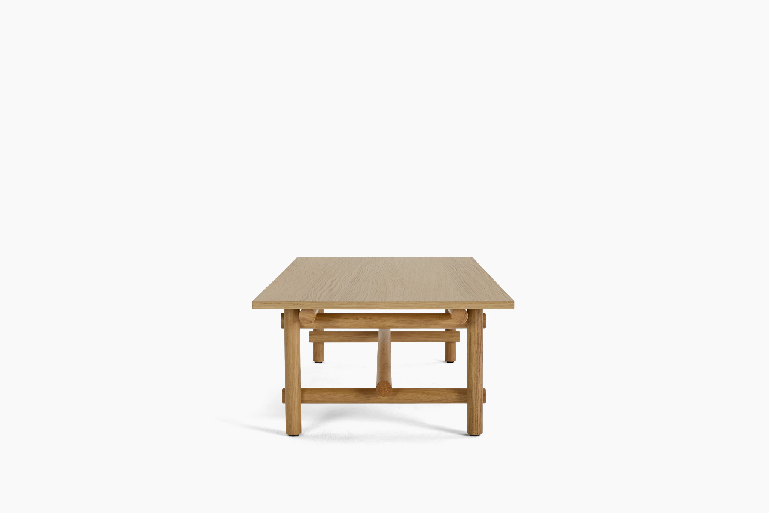 A Muecke Coffee Table in White Oak viewed from an angle.