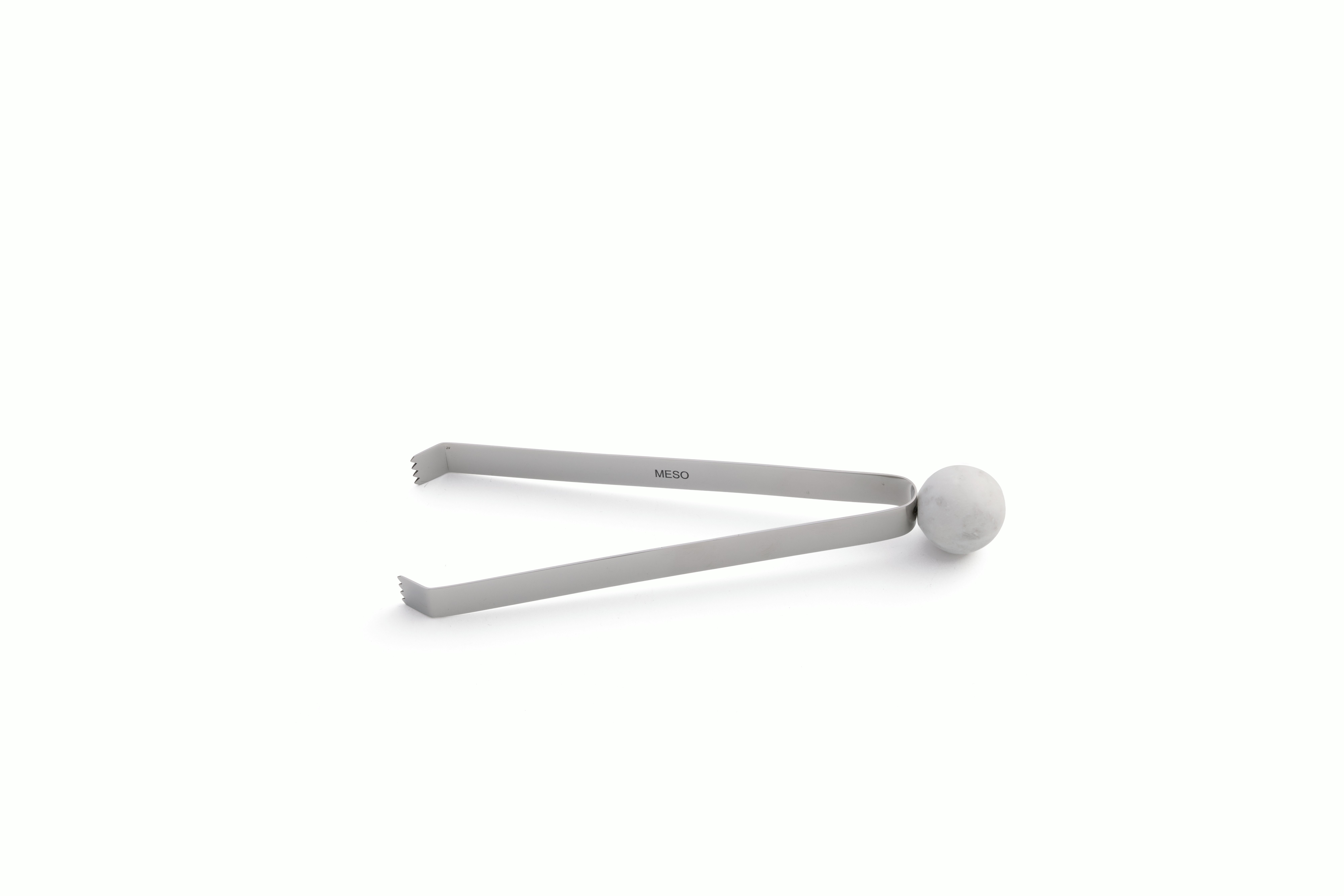 A detailed look at a Zoe Ice Tongs in Stainless Steel / Marble.