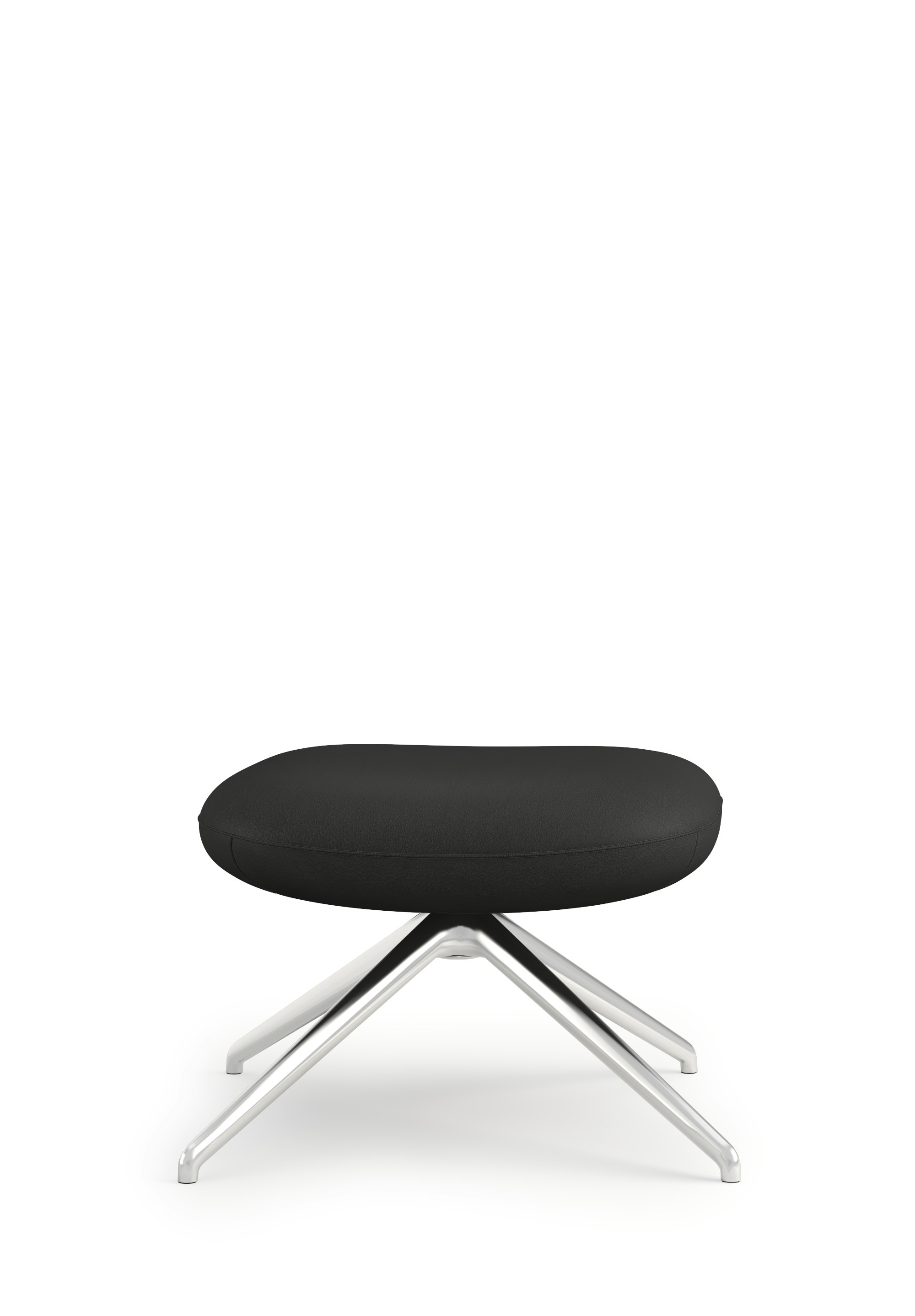 Blis Ottoman - Chrome, Raise Leather, Black