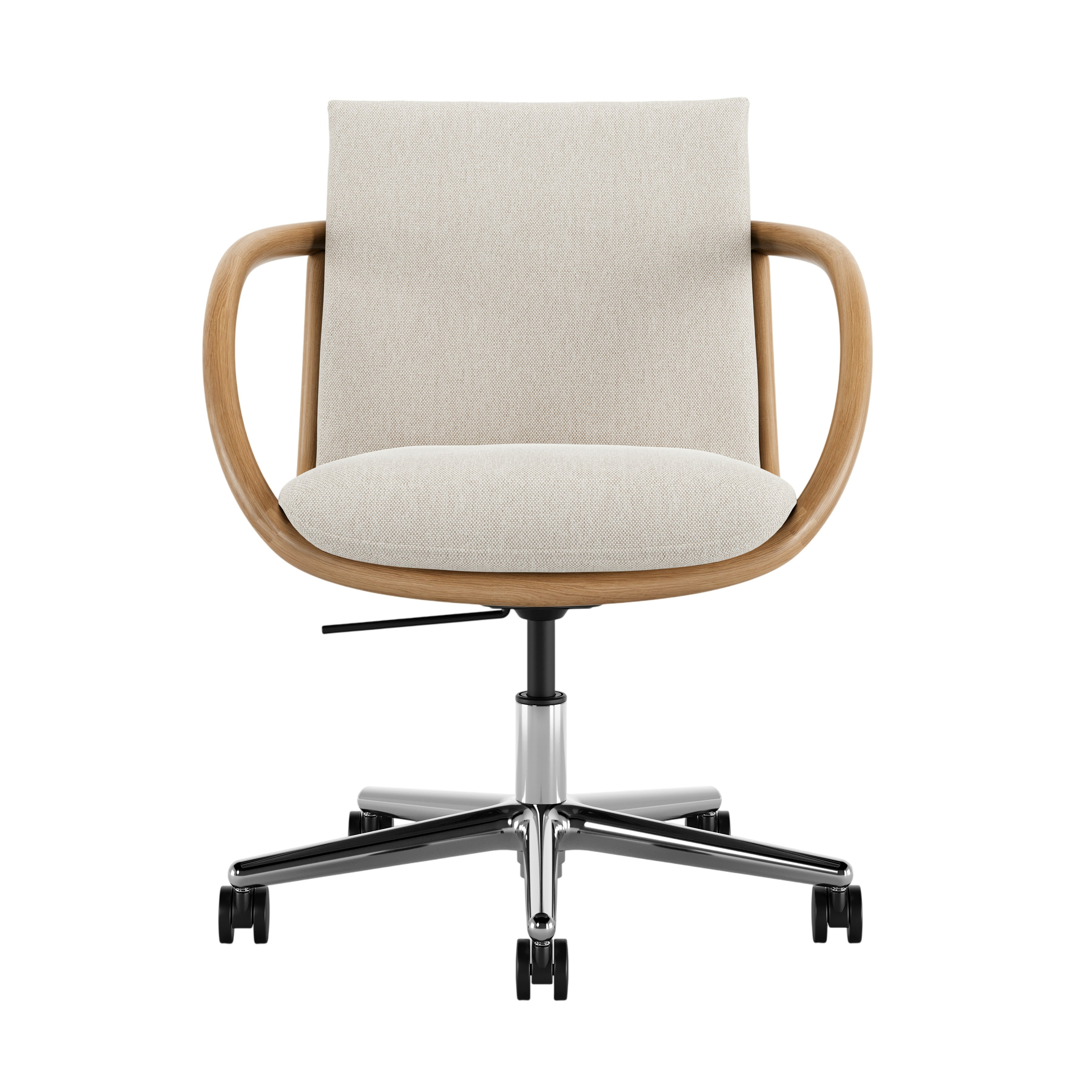 Full Loop Task Chair - Mode Clavicle,  Oak,  Polished Aluminum