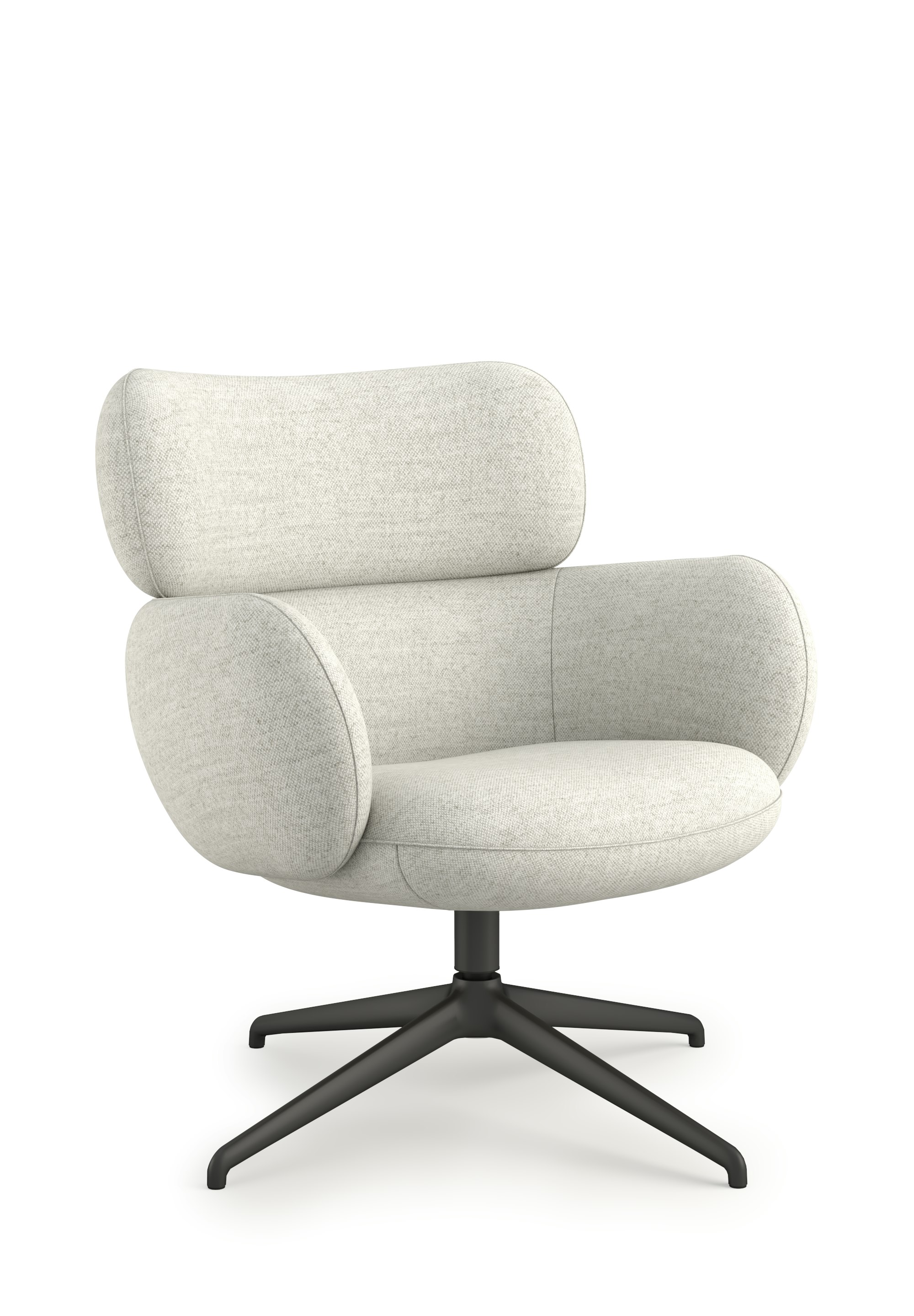 Blis Swivel Chair - Black, Beck, Buckram