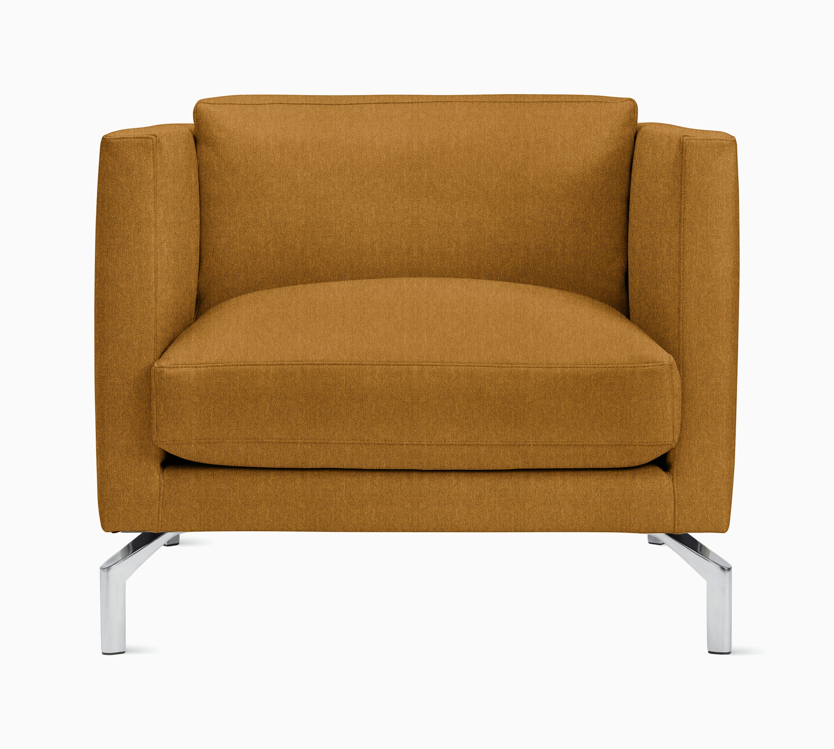 A Comolino Armchair in Mode: Nutmeg viewed from the front.