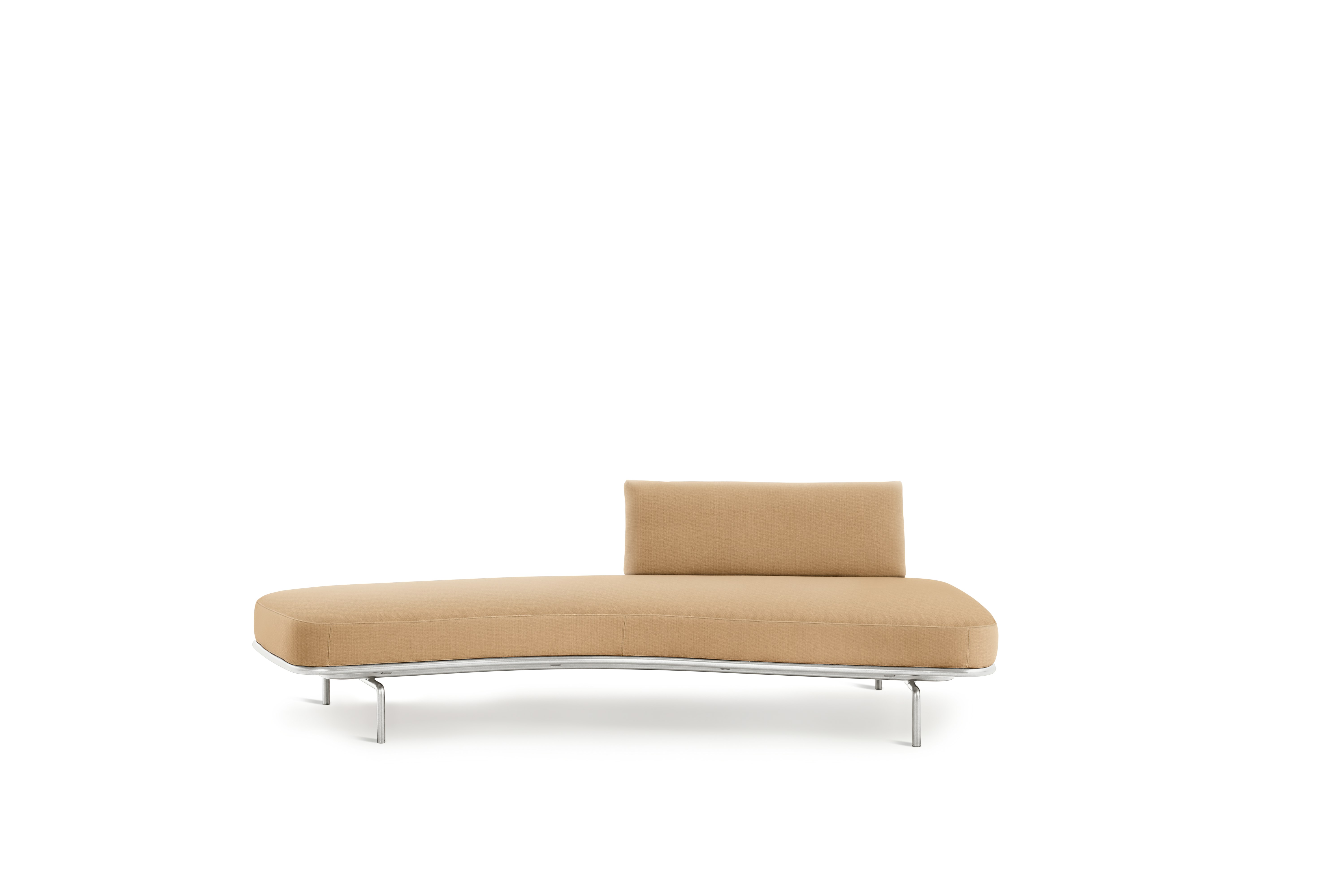Panoramic Sofa - Left ,  Single Large,  Hopsack,  Stucco,  Chrome