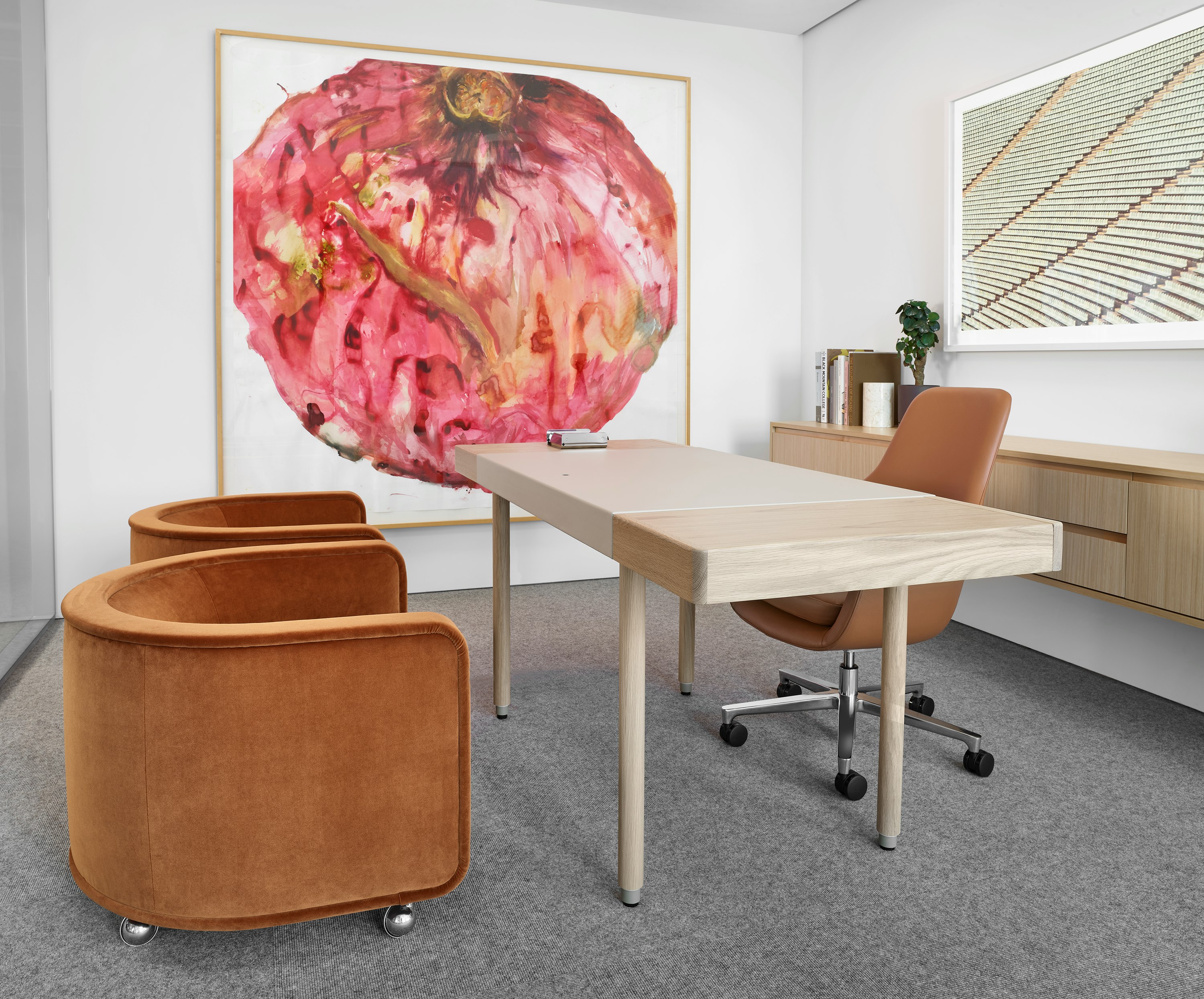 An interior view of the Geiger showroom at Fulton Market in Chicago.