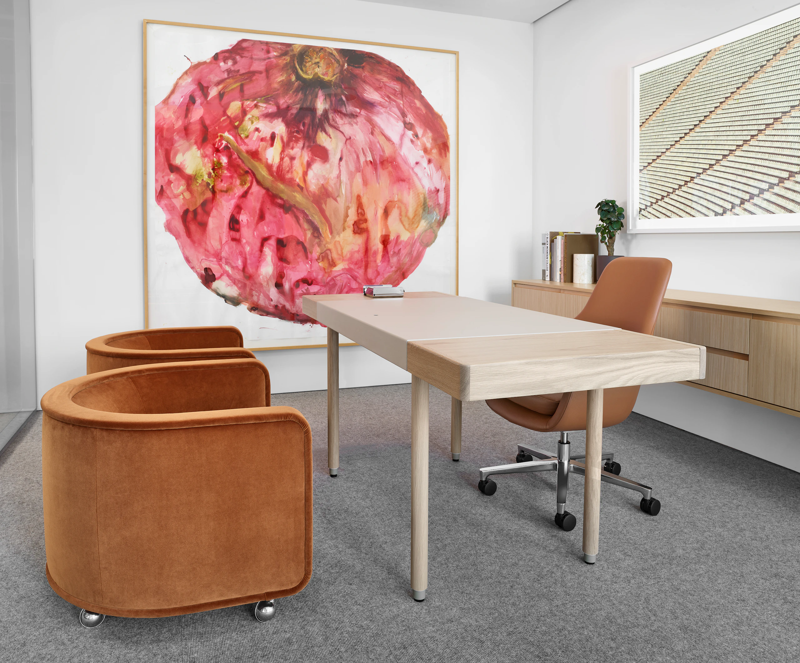 An interior view of the Geiger showroom at Fulton Market in Chicago.