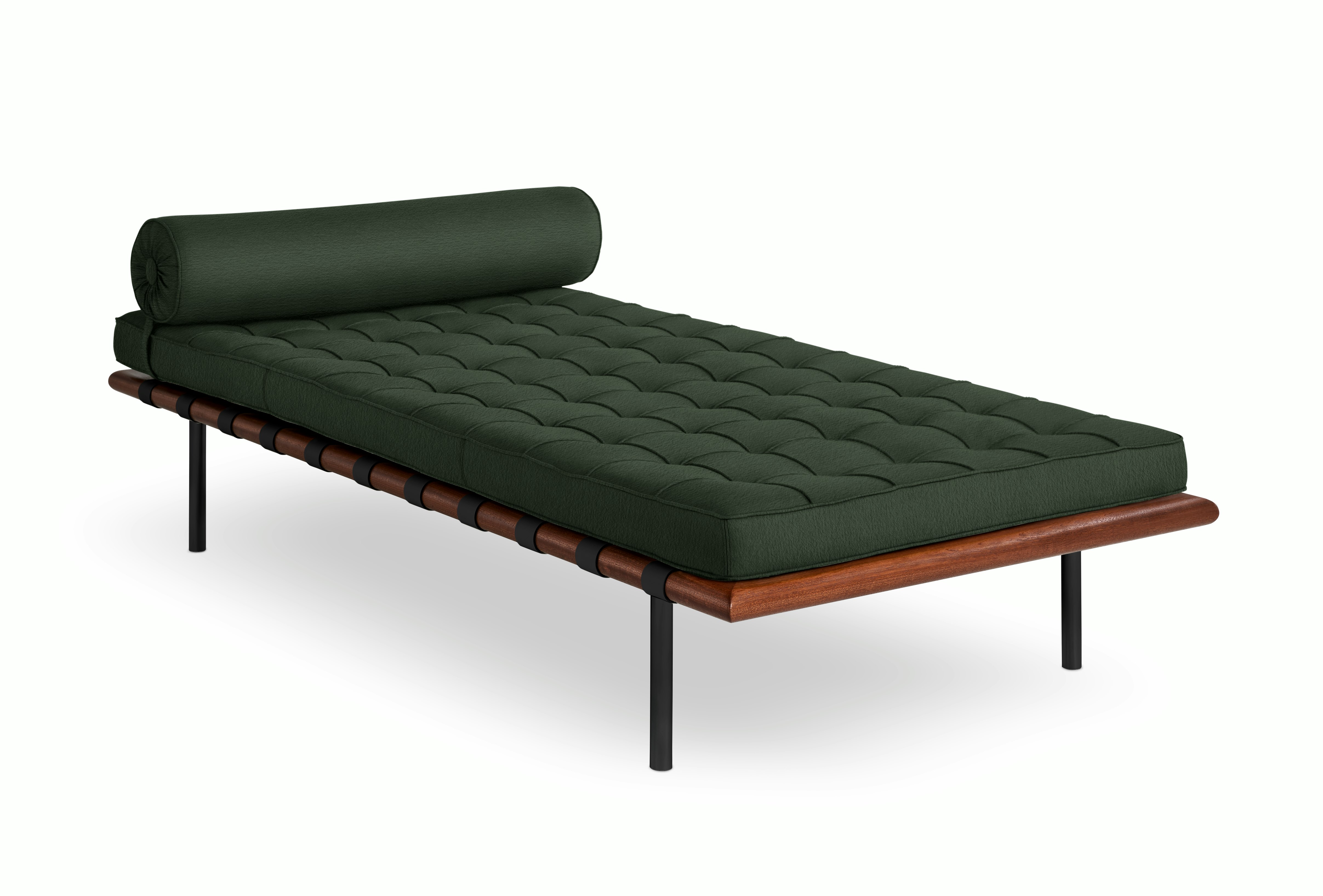 A Barcelona Couch in Deepwoods Black viewed from an angle.