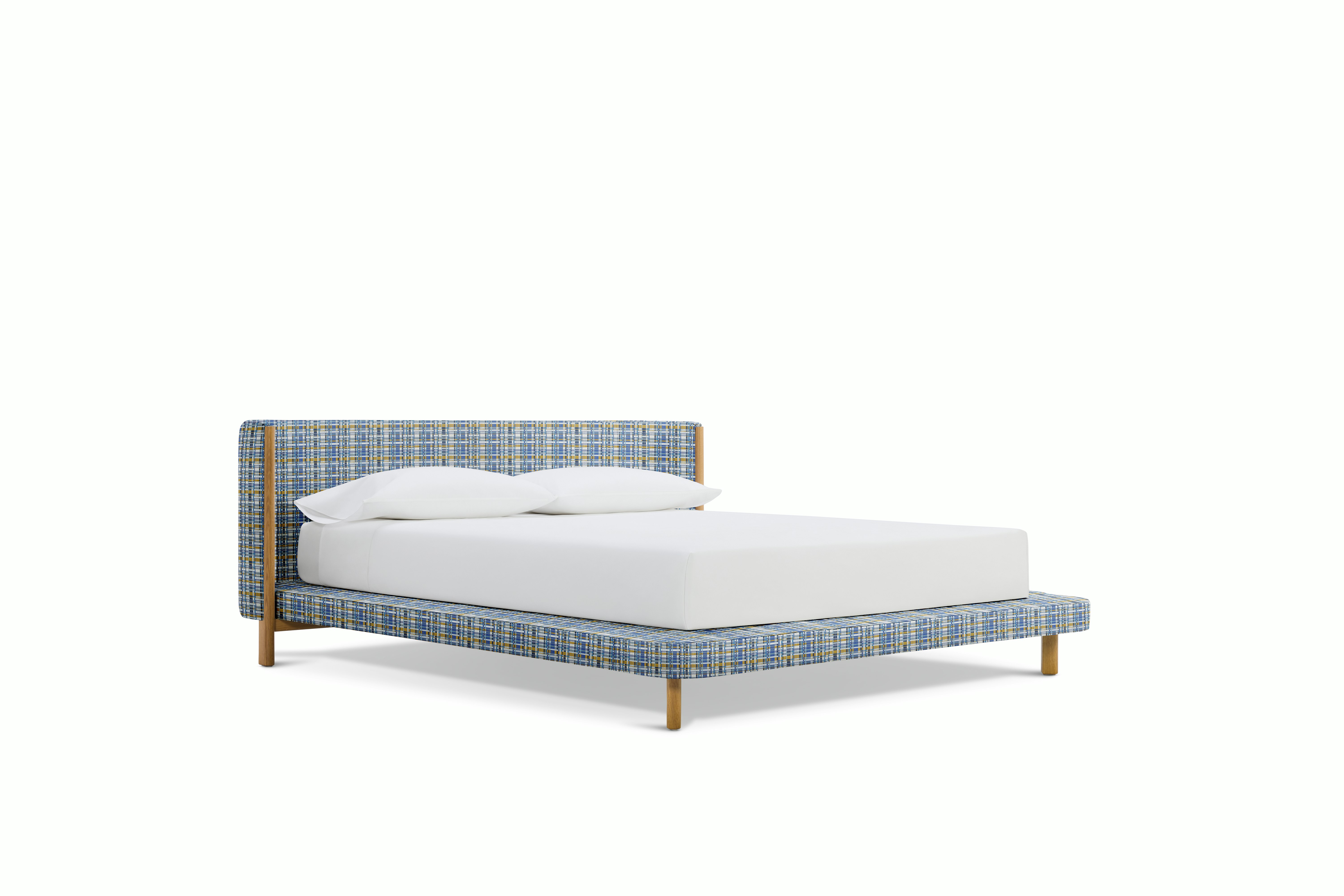Emmy Bed in Oak, Stepped Plaid, Well