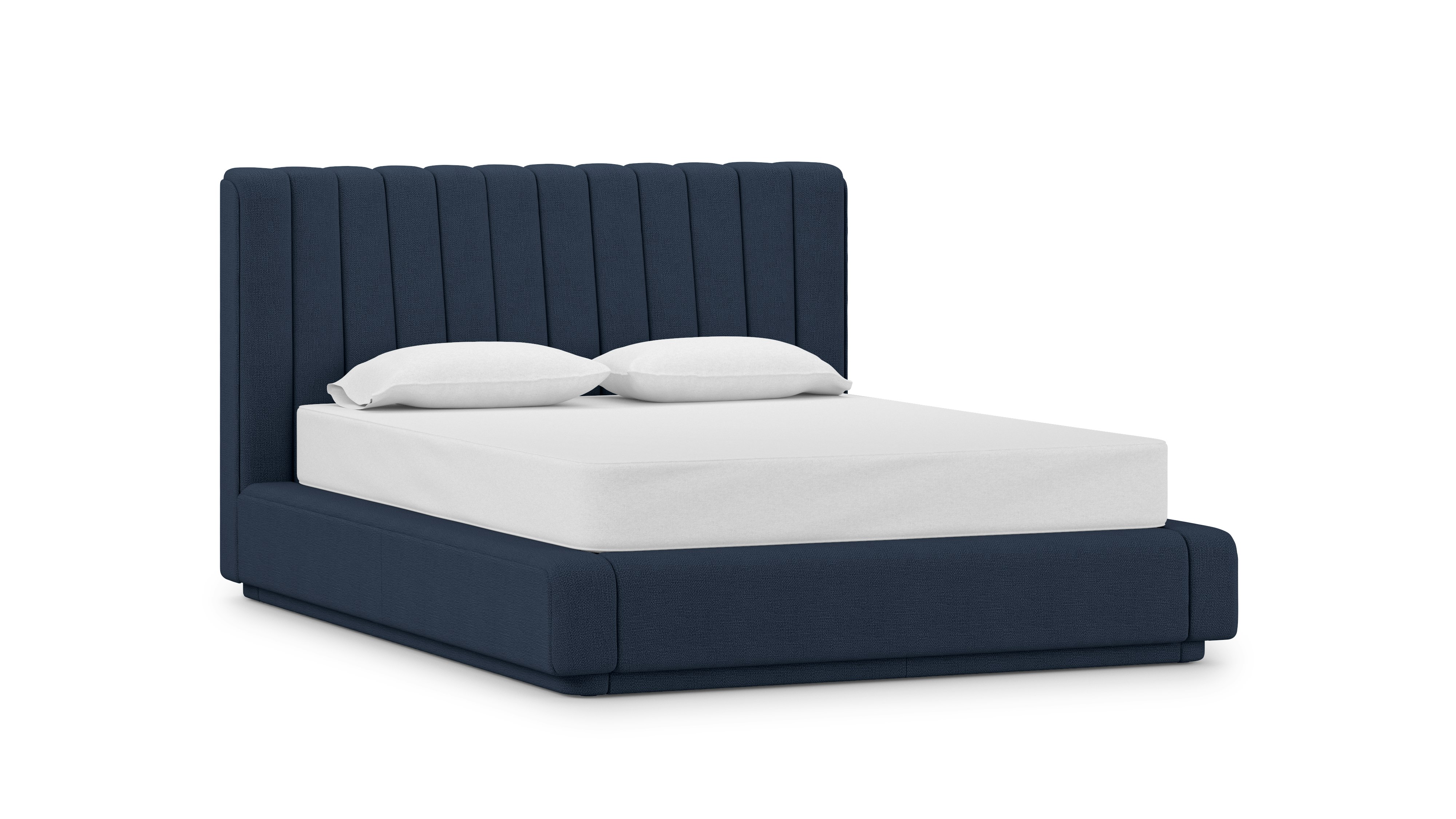 An Ostling Bed in Lapis viewed from an angle.