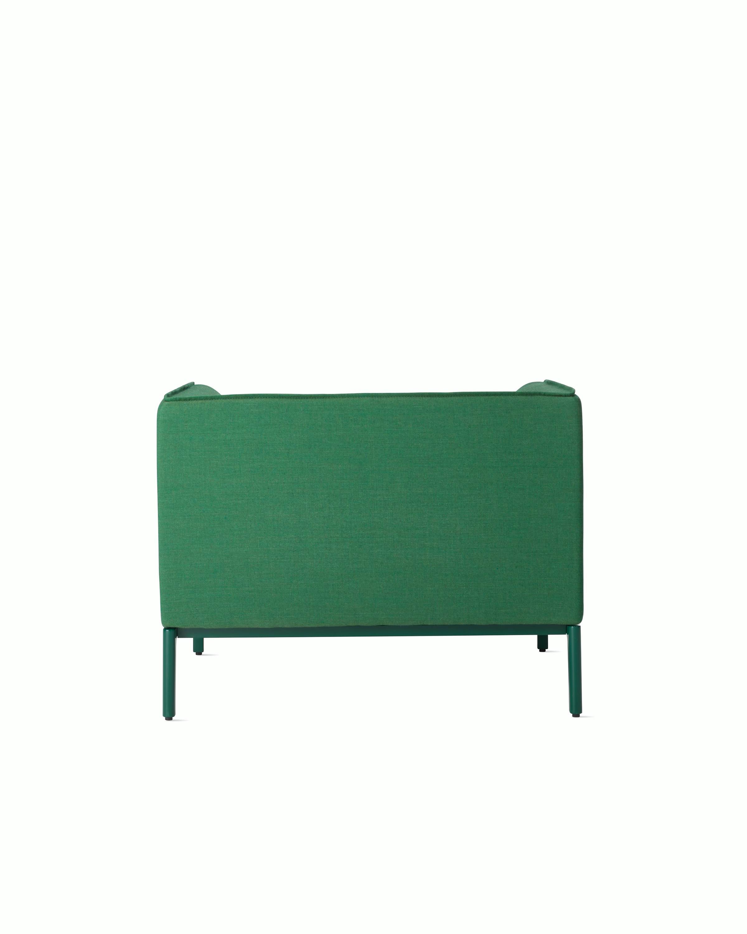 Back view Green Mimo Club Chair on white background.