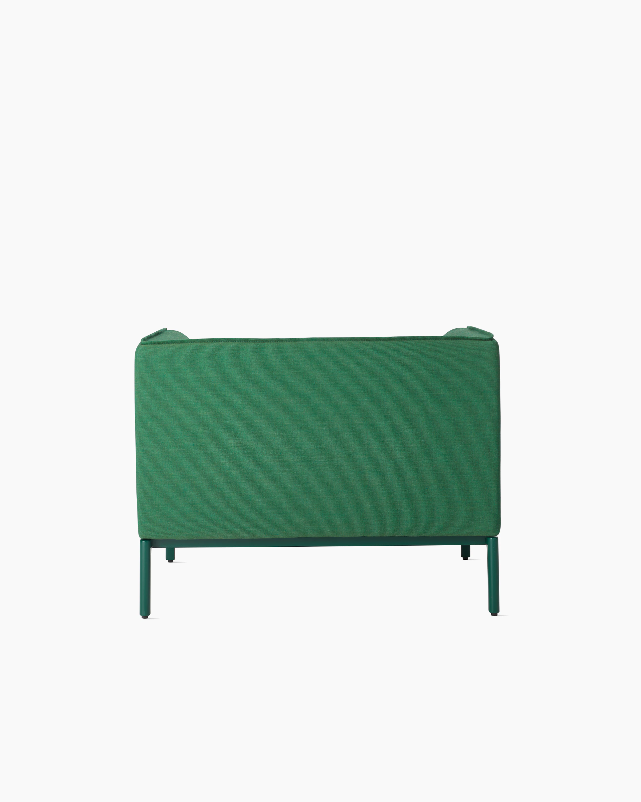 Back view Green Mimo Club Chair on white background.