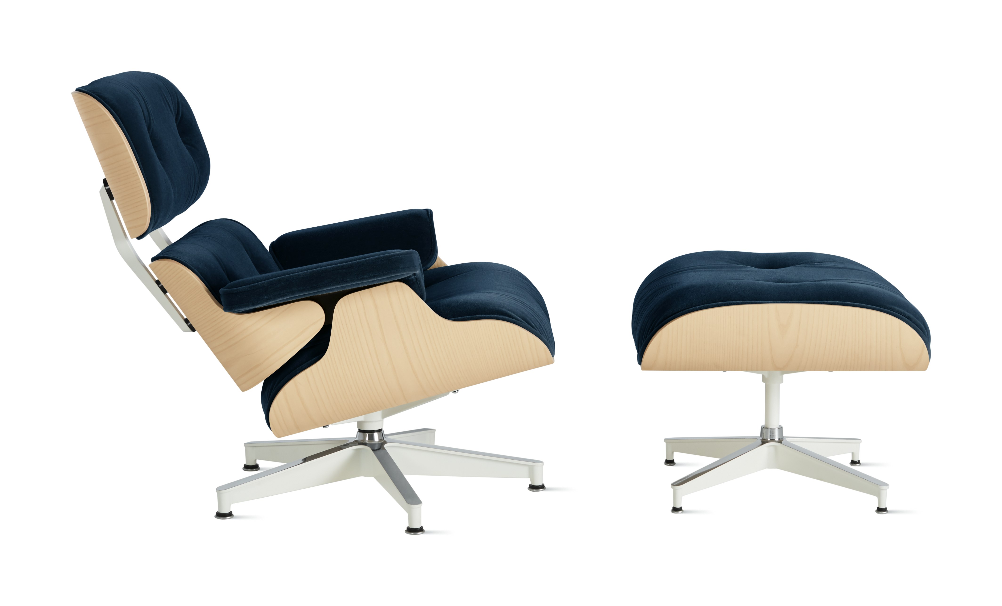 Eames Lounge & Ottoman  - White Ash,  Mohair Supreme,  Aviator