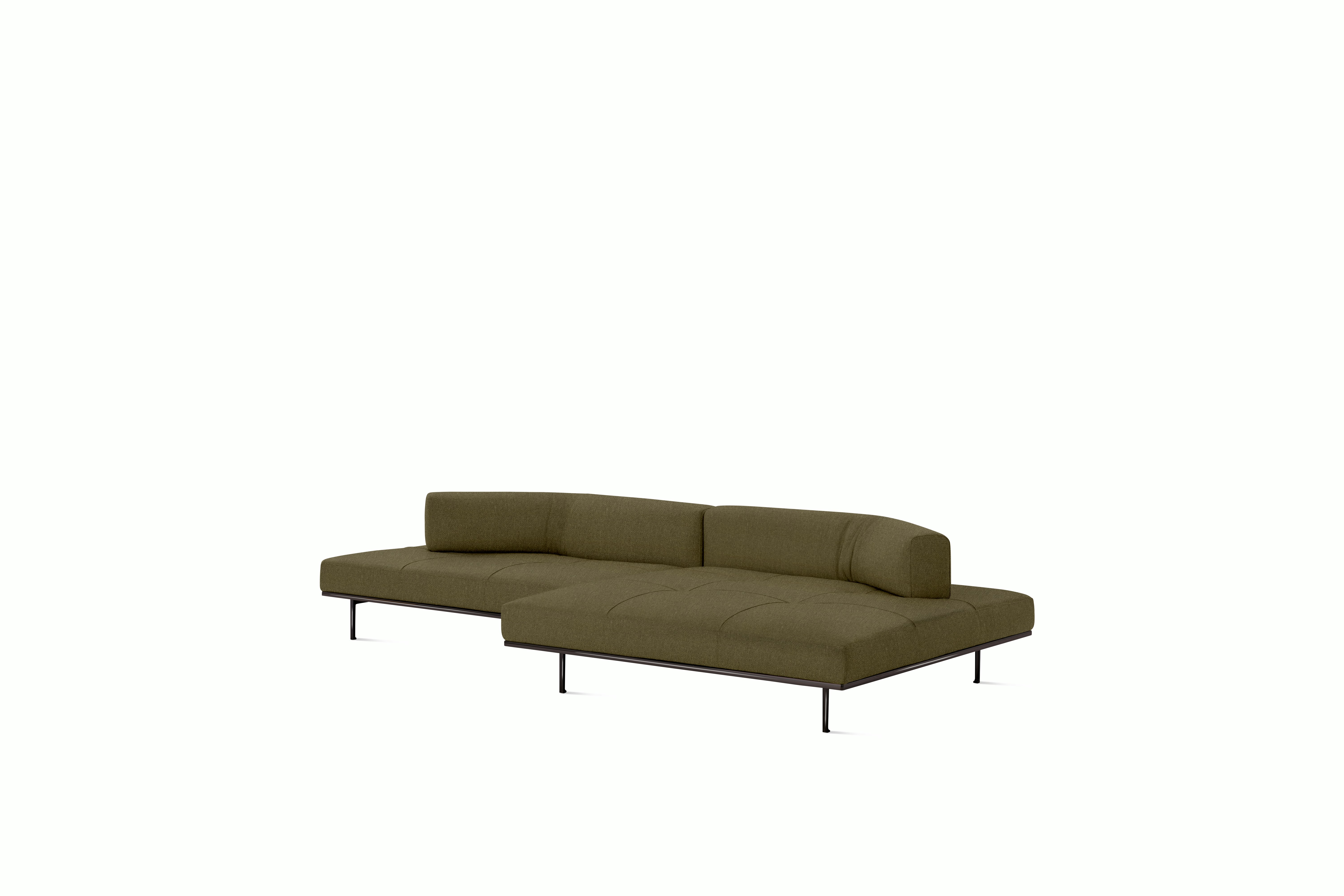 Matic Sectional- MH12 Config - Chaise Sectional,  Left,  Quilted,  Hopsack,  Olive,  Charcoal