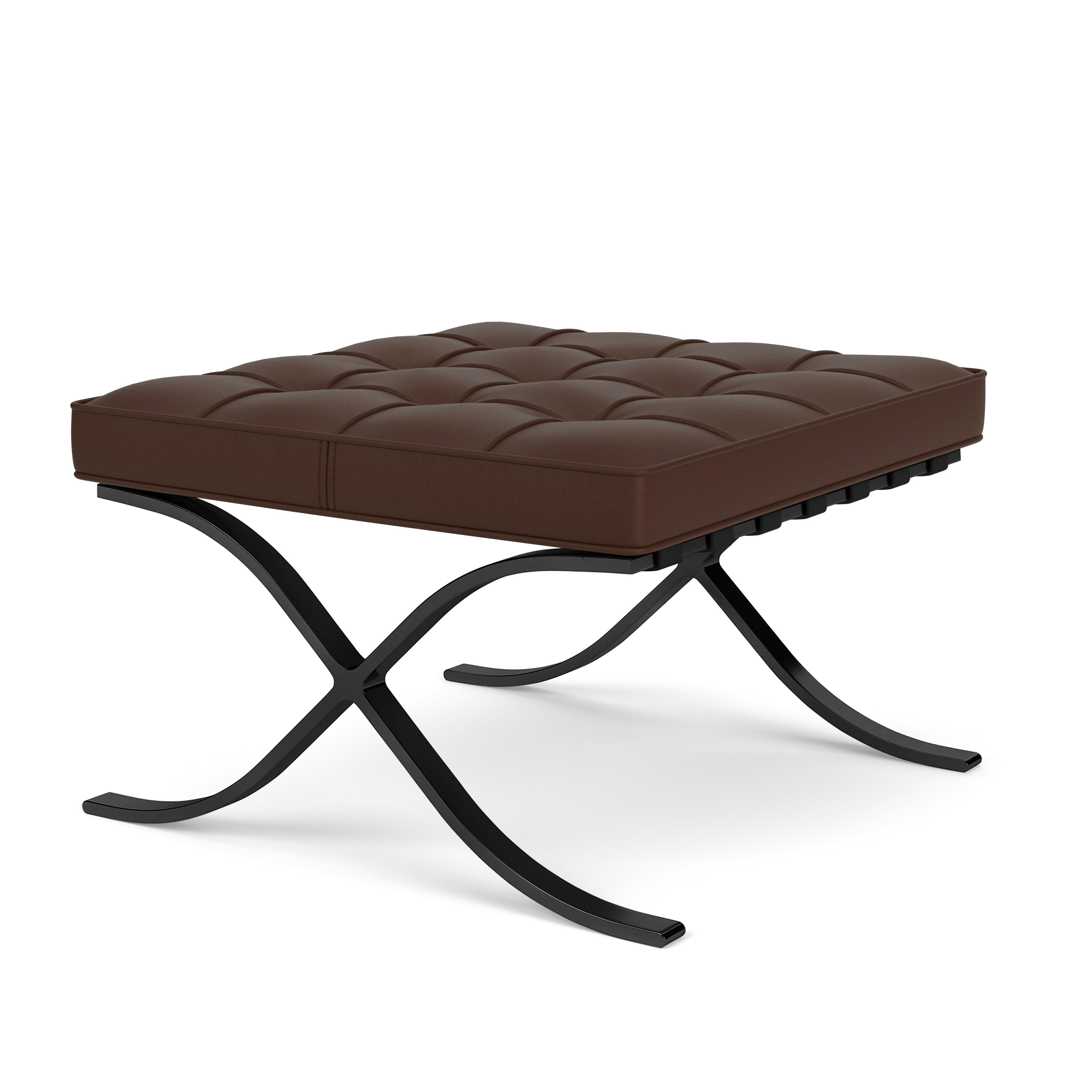 Barcelona Stool in Volo Leather,  Chocolate,  Black