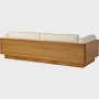 Pawson Drift Sofa 93" in oak and beige leather (Prone Leather Timbre