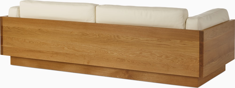 Pawson Drift Sofa 93" in oak and beige leather (Prone Leather Timbre